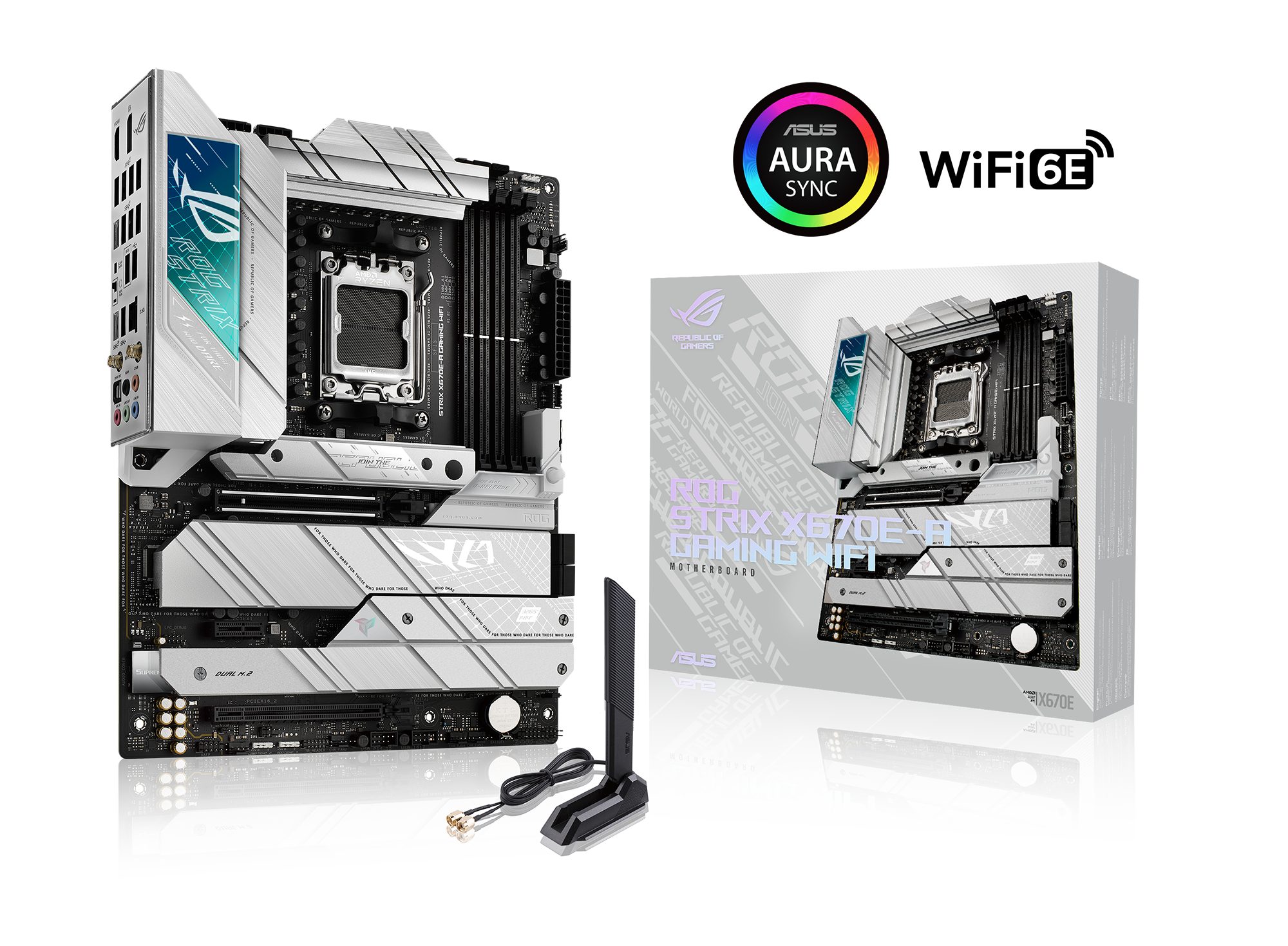 Asus ROG STRIX X670E-A GAMING WIFI Mainboard, Ryzen 7000, ATX, DDR5 Speicher, 4x M.2, USB 3.2