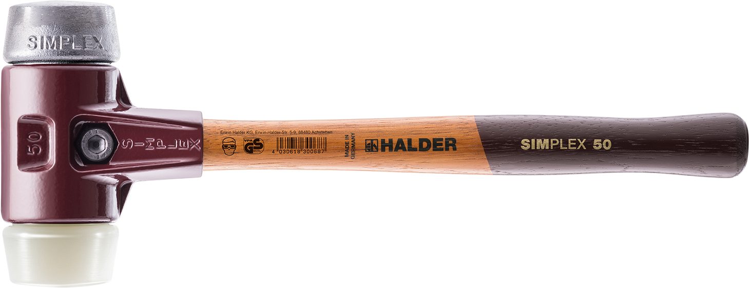Halder SIMPLEX-Schonhämmer mm Hammer KG Ø=80 Holzstiel Stahlgussgehäuse hochwertiger