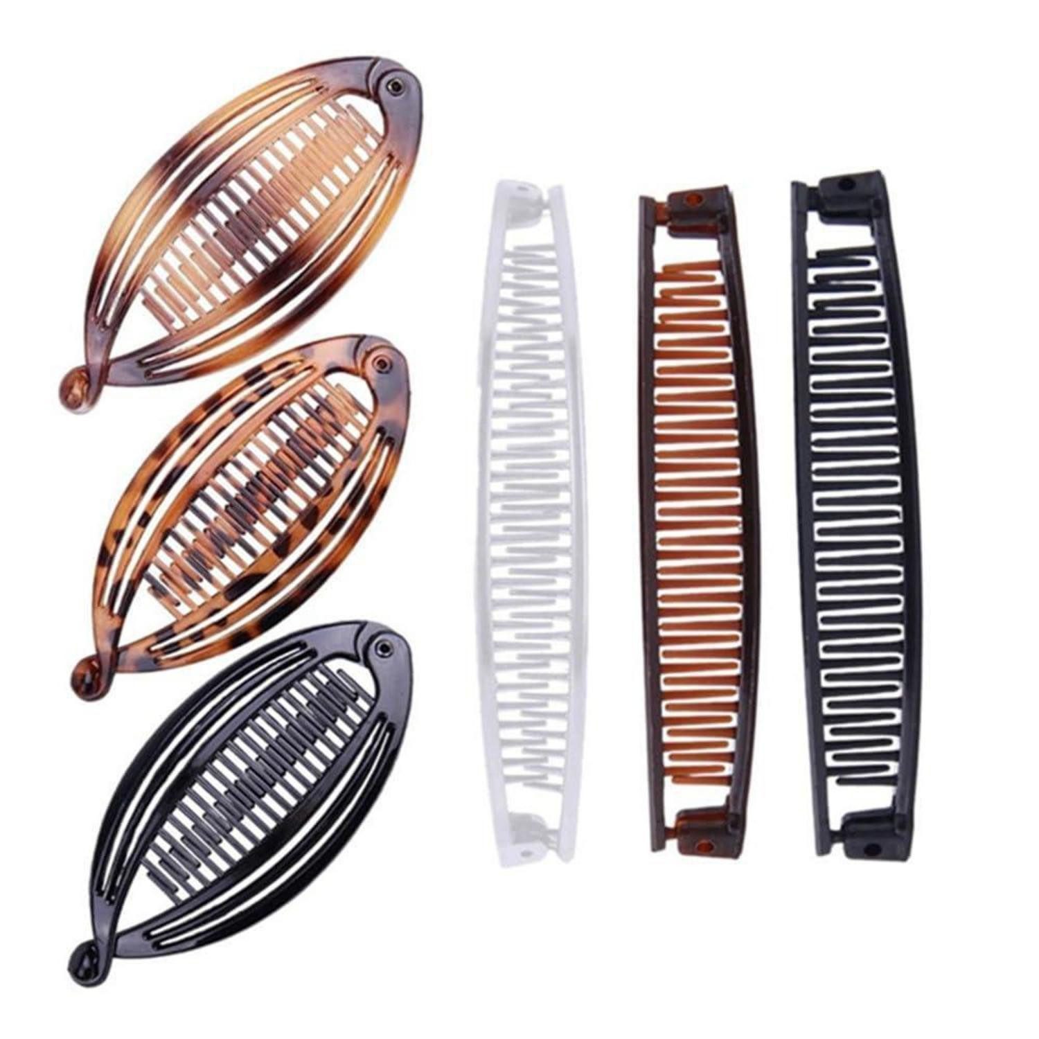 LuxusKollektion Haarspange 6er Set Bananen-Haarspangen mit Doppelkamm, 2 Stile