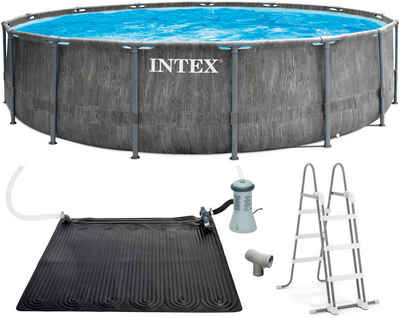 Intex Rundpool »Framepool« 457x122 cm (Set), inkl. hochwertiger Solar Matte(Poolheizung)