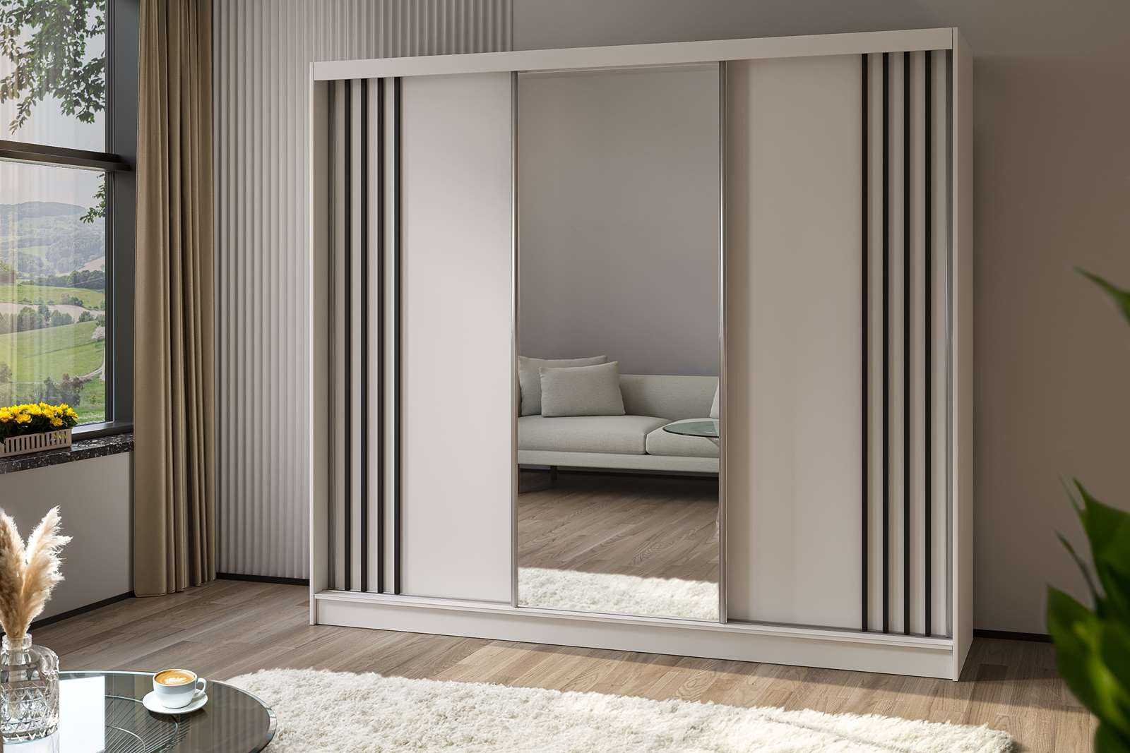 Compleo Kleiderschrank mit Spiegel MALTA Schwebetürenschrank günstig online kaufen
