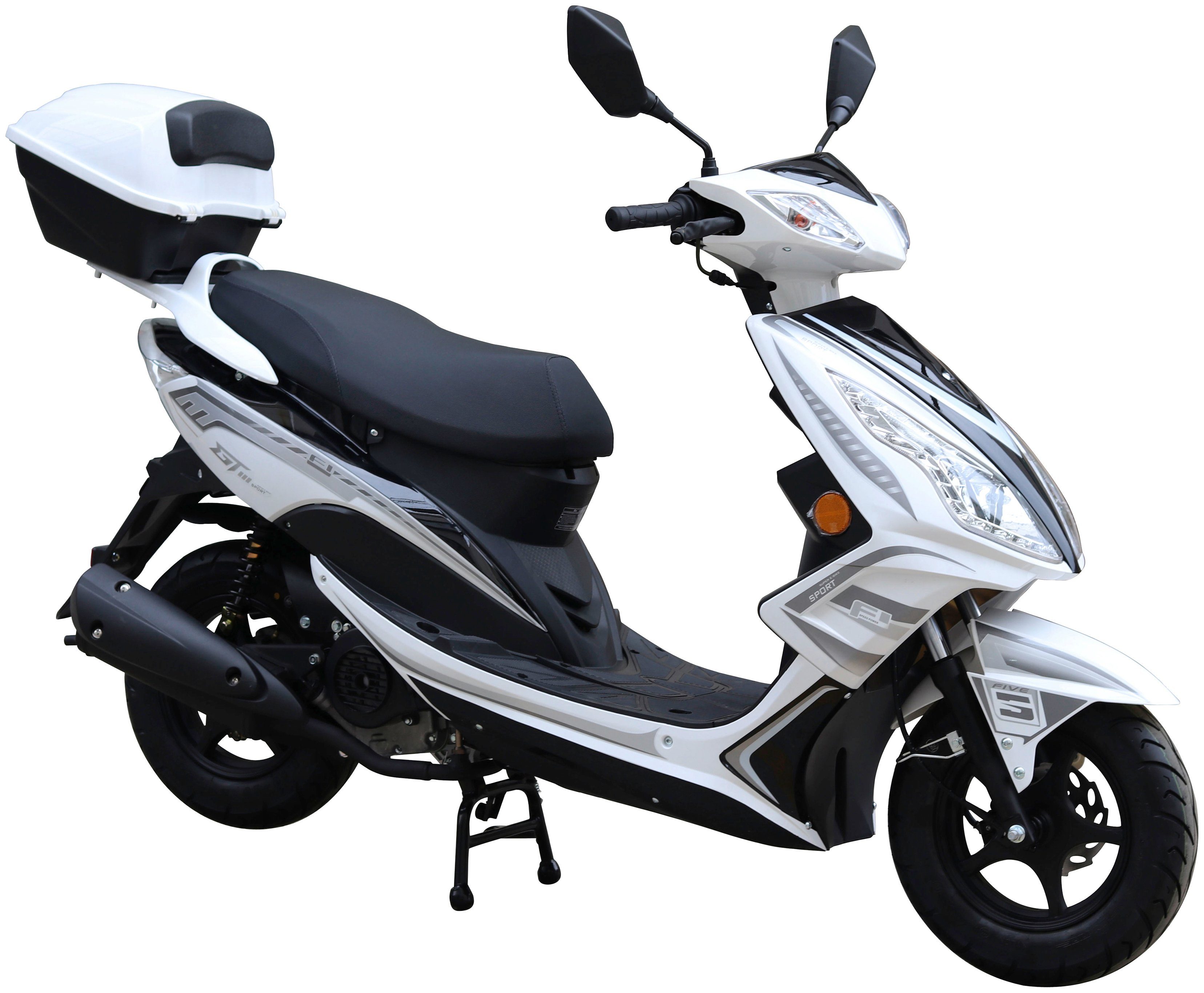 GT UNION Motorroller GT3 25, 49,6 ccm, 25 km/h, Euro 5, (Set, mit Topcase), Luftgekühlter Motor