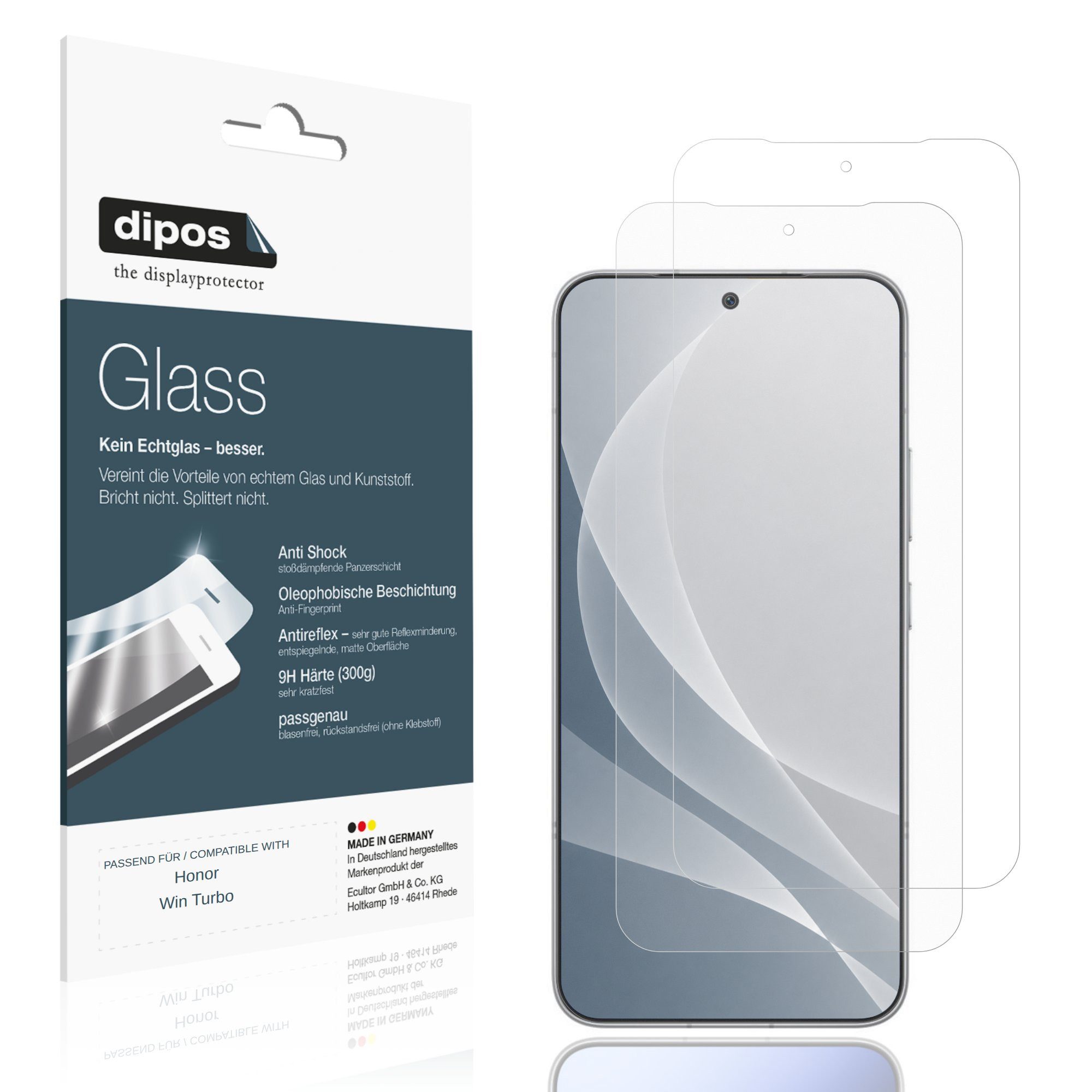 dipos Displayschutzfolie Schutzfolie für Honor Win Turbo, 2 Stück, Displayschutz Schutz Folie Made in Germany