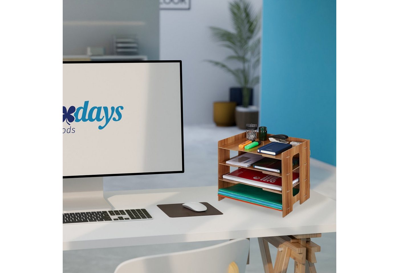 Thumbnail - relaxdays Briefablage aus MDF mit 3 Fäch, Dunkelbraun