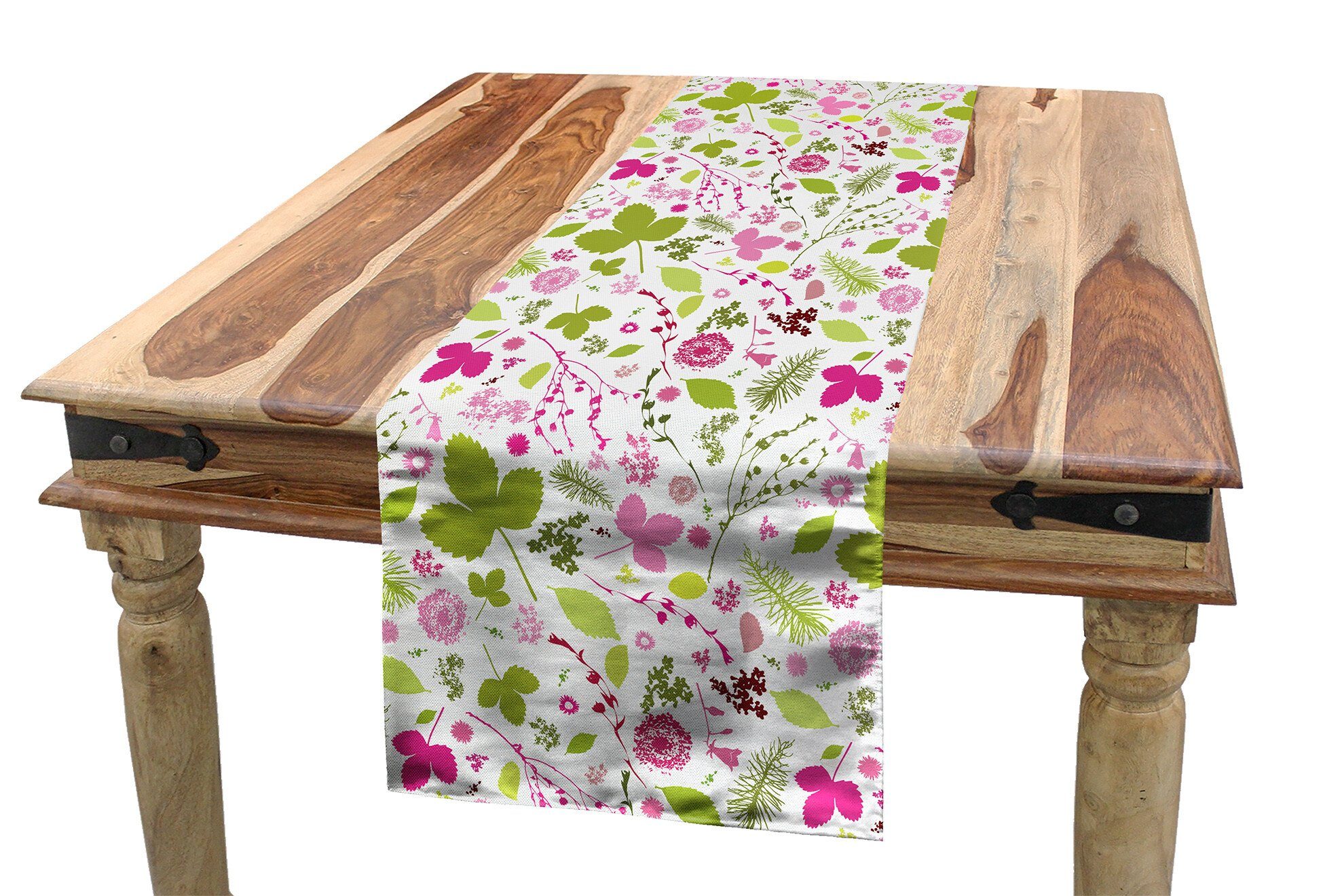 Abakuhaus Tischläufer Esszimmer Küche Rechteckiger Dekorativer Tischläufer, Blume Floral Silhouetten Entwurf