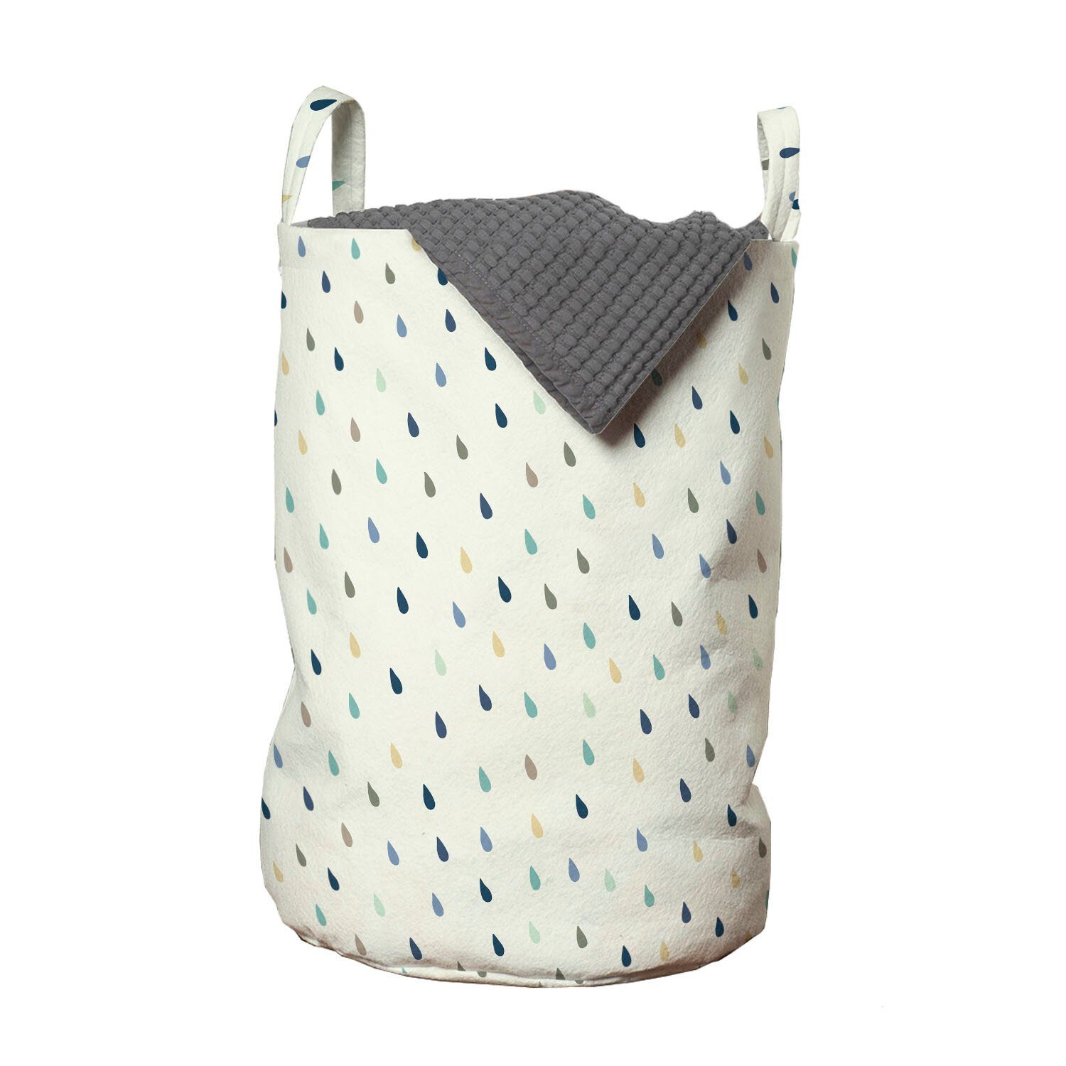 Abakuhaus Wäschesäckchen Wäschekorb mit Griffen Kordelzugverschluss für Waschsalons, Weiß Bunte Droplet Muster