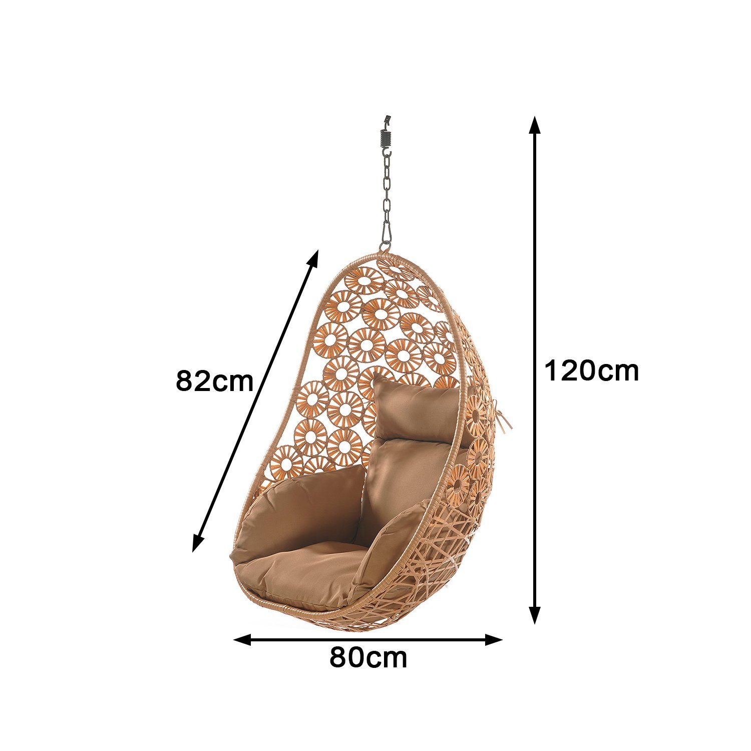 Kobolo Hängesessel Hängekorb FLORAL Polyrattan ohne Gestell (mit Kissen