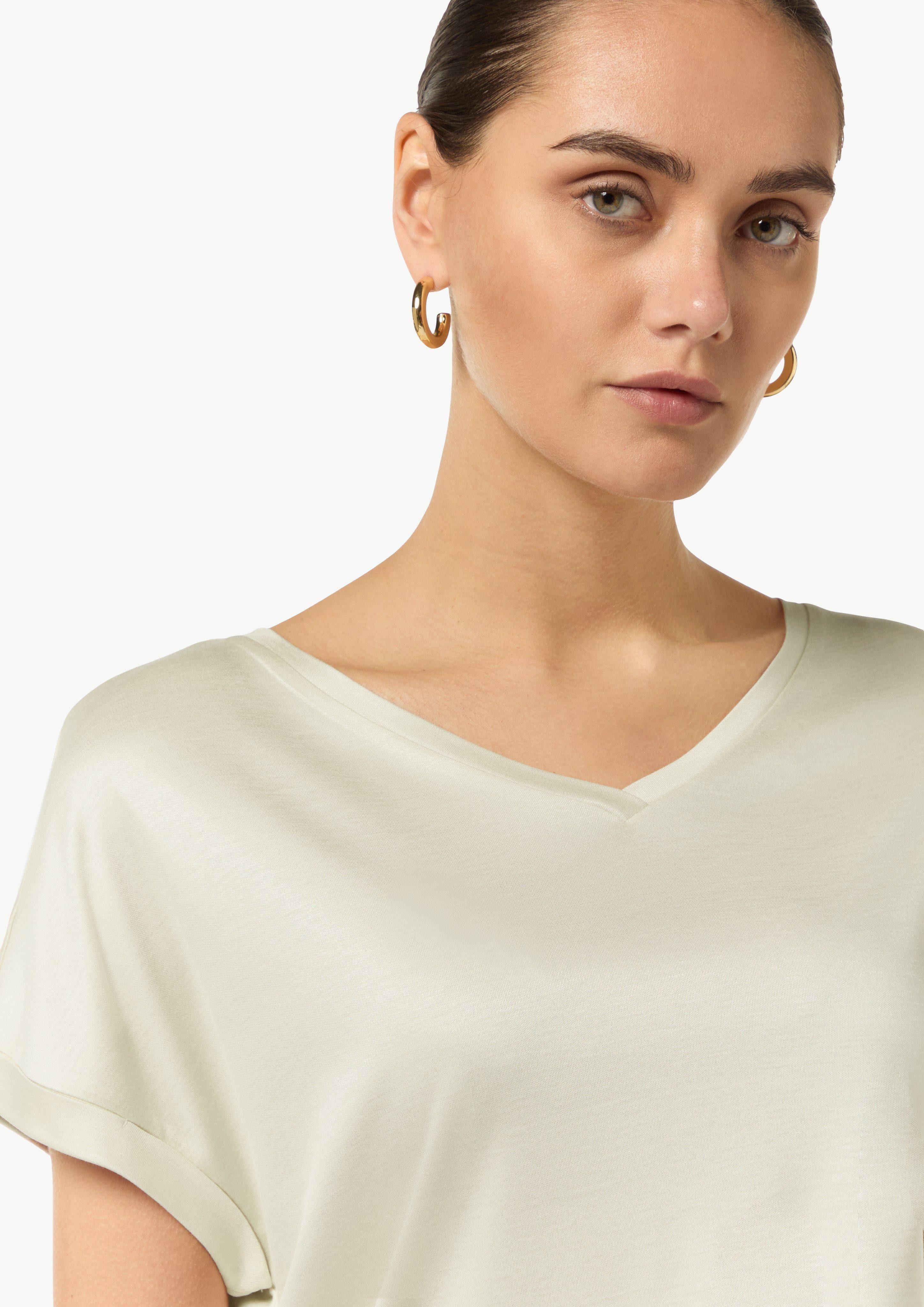Comma Kurzarmshirt T-Shirt aus Viskose Logo günstig online kaufen