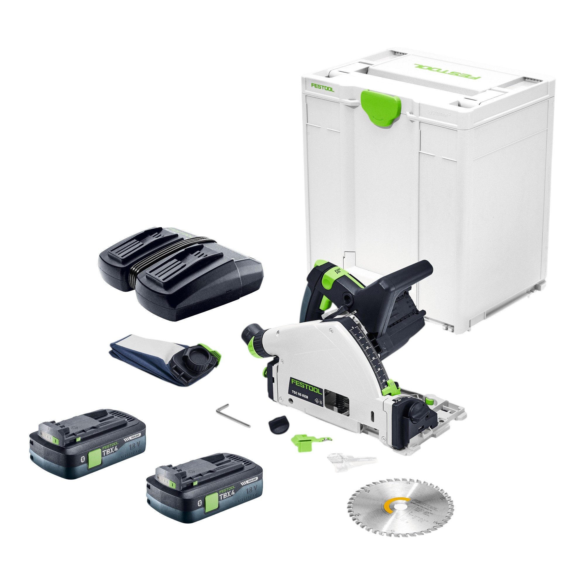 FESTOOL Akku-Tauchsäge TSC 55 KEB-Basic 18 / 36 V 160 mm Brushless + 2x Akku 4,0 Ah