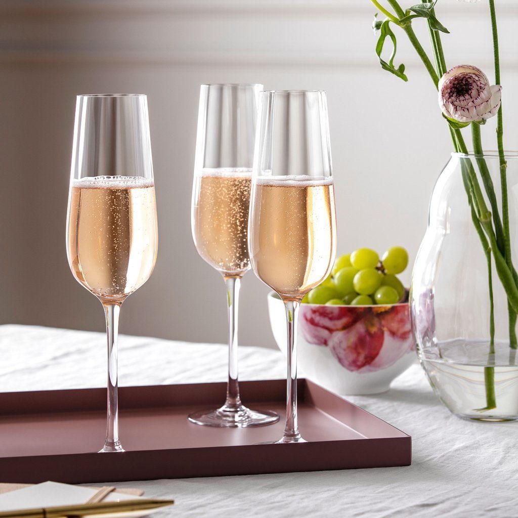 Villeroy & Boch Sektglas Rose Garden Sektkelch, 120 ml, 4 Stück, 4-tlg., Glas, Kristallglas, 4 Stck, spülmaschinenfest