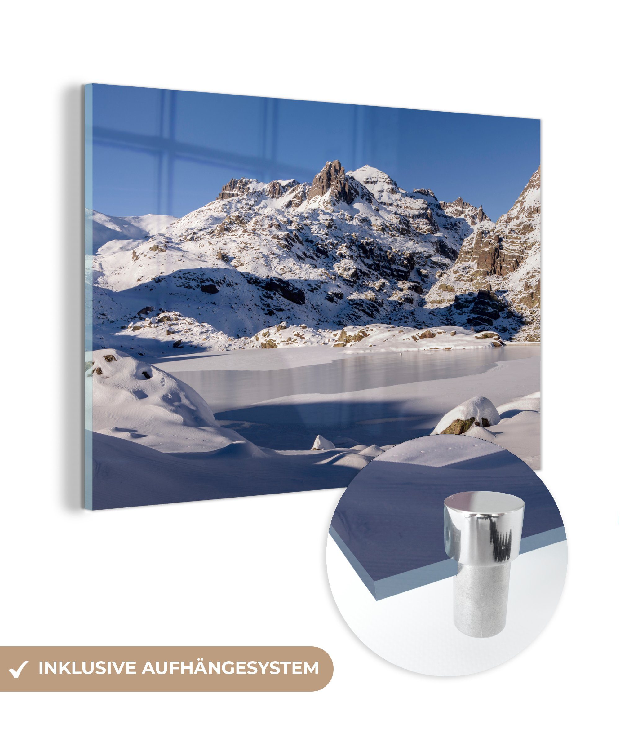 MuchoWow Acrylglasbild Winterlandschaft im Mercantour-Nationalpark in Europa, (1 St), Acrylglasbilder Wohnzimmer & Schlafzimmer