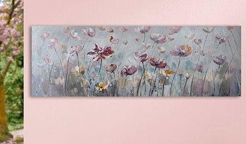 GILDE Leinwandbild Blütenwiese, (1 St), handbemalt, dekorativ im Wohnzimmer & Schlafzimmer