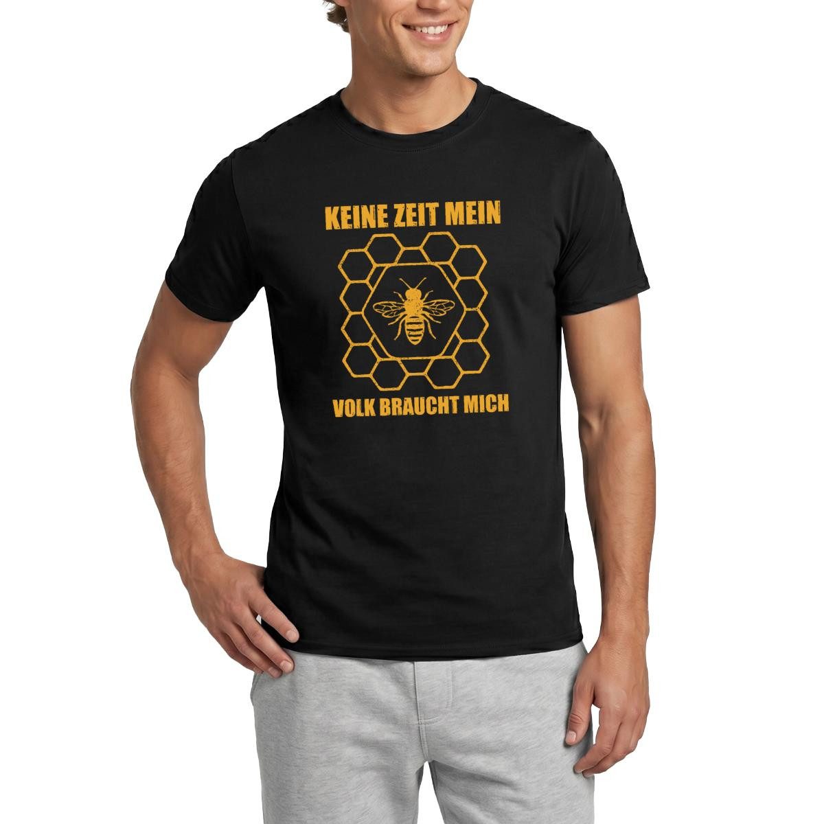 Spreadshirt T-Shirt Hobbyimker Imker Keine Zeit Mein Bienenvolk Braucht Mich Männer T-Shir (1-tlg)