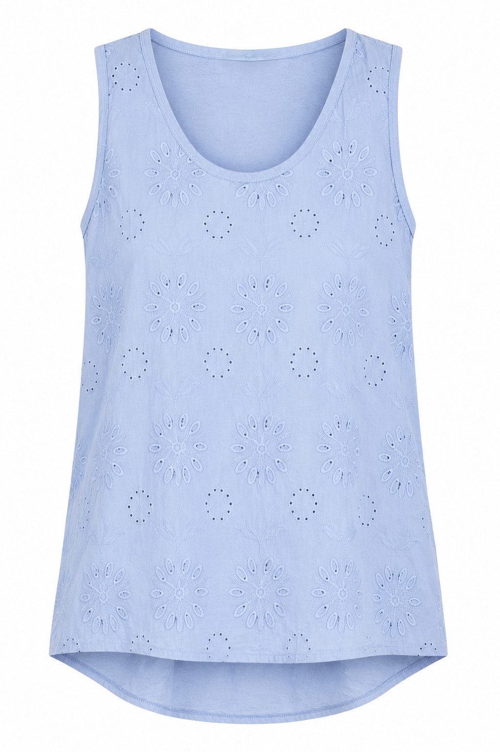 ITALY VIBES Shirttop - ärmelloses Boho Lochstickerei Top für Damen ONE SIZE / passend für Größe M - XL