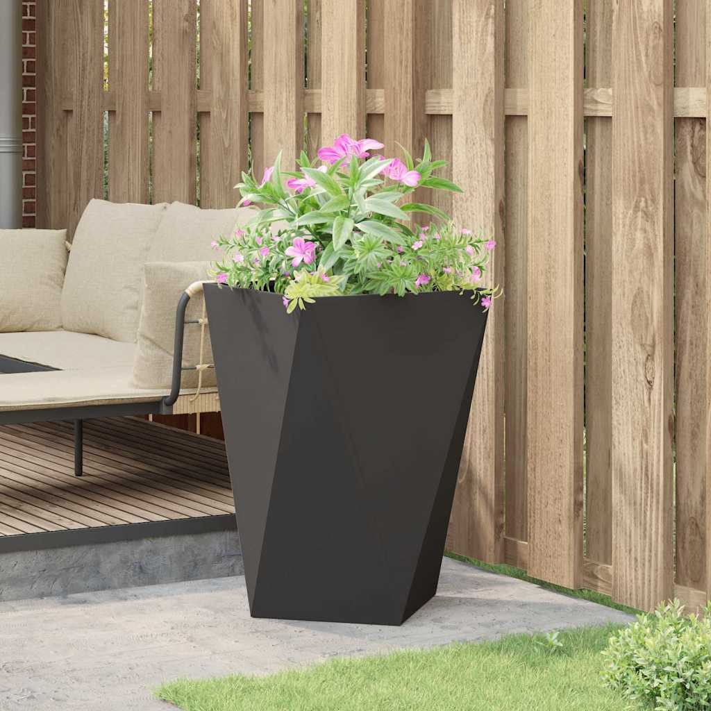 vidaXL Blumentopf Pflanzkübel Schwarz 50 x 50 x 75 cm Stahl (1 St) – Bild 4 von 5