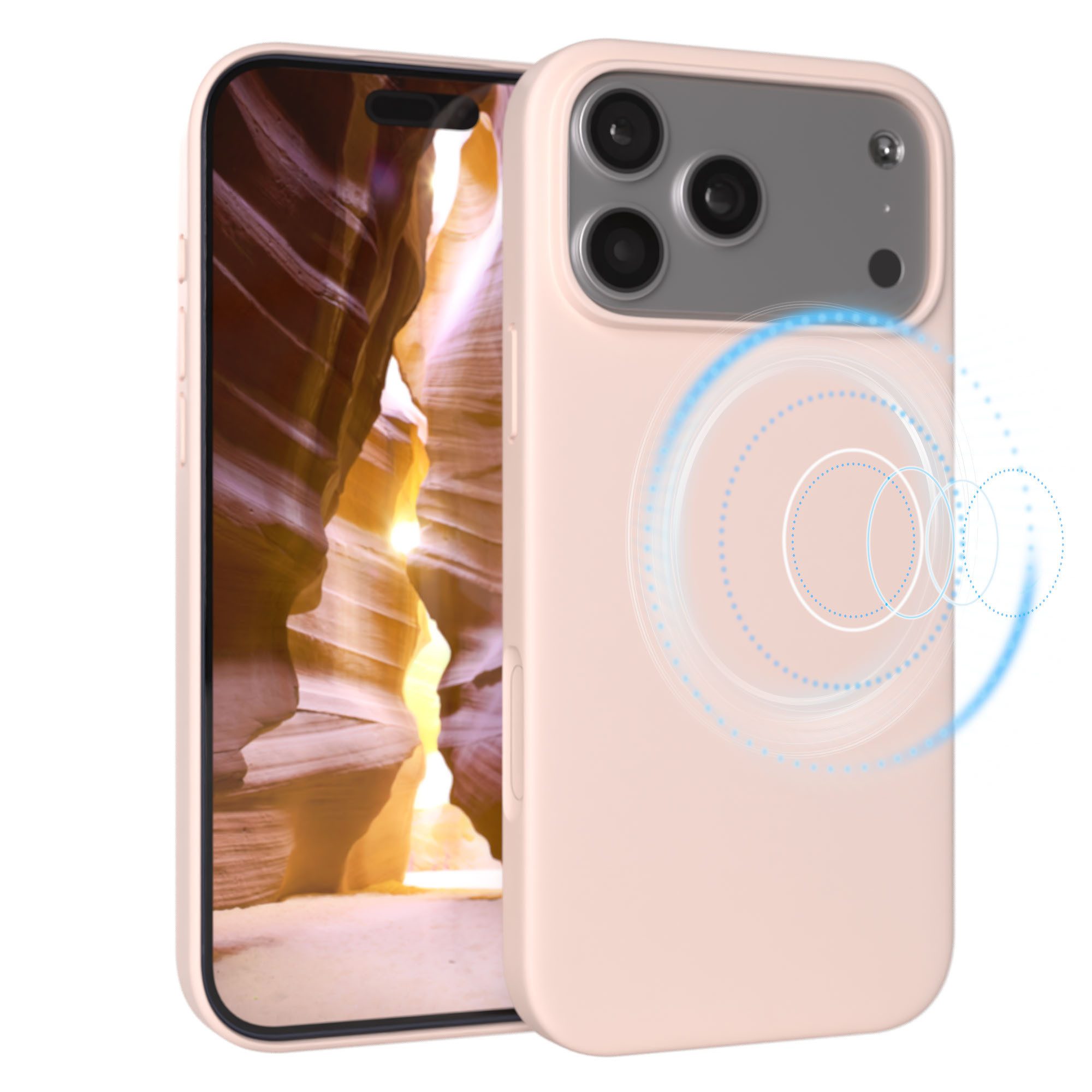 EAZY CASE Handyhülle für Apple iPhone 17 Pro Max Hülle Silikon 6,9 Zoll, Silikon Schutzhülle mit MagSafe und Kameraschutz stoßfest Rosa