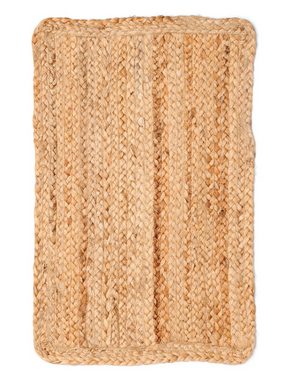 Sofaläufer Jute Teppich LOLA natur - rechteckig 60 x 40 cm, Spetebo, rechteckig / 60 x 40 cm, Höhe: 1 mm, Bodenmatte handgewebt im Ethno-Style