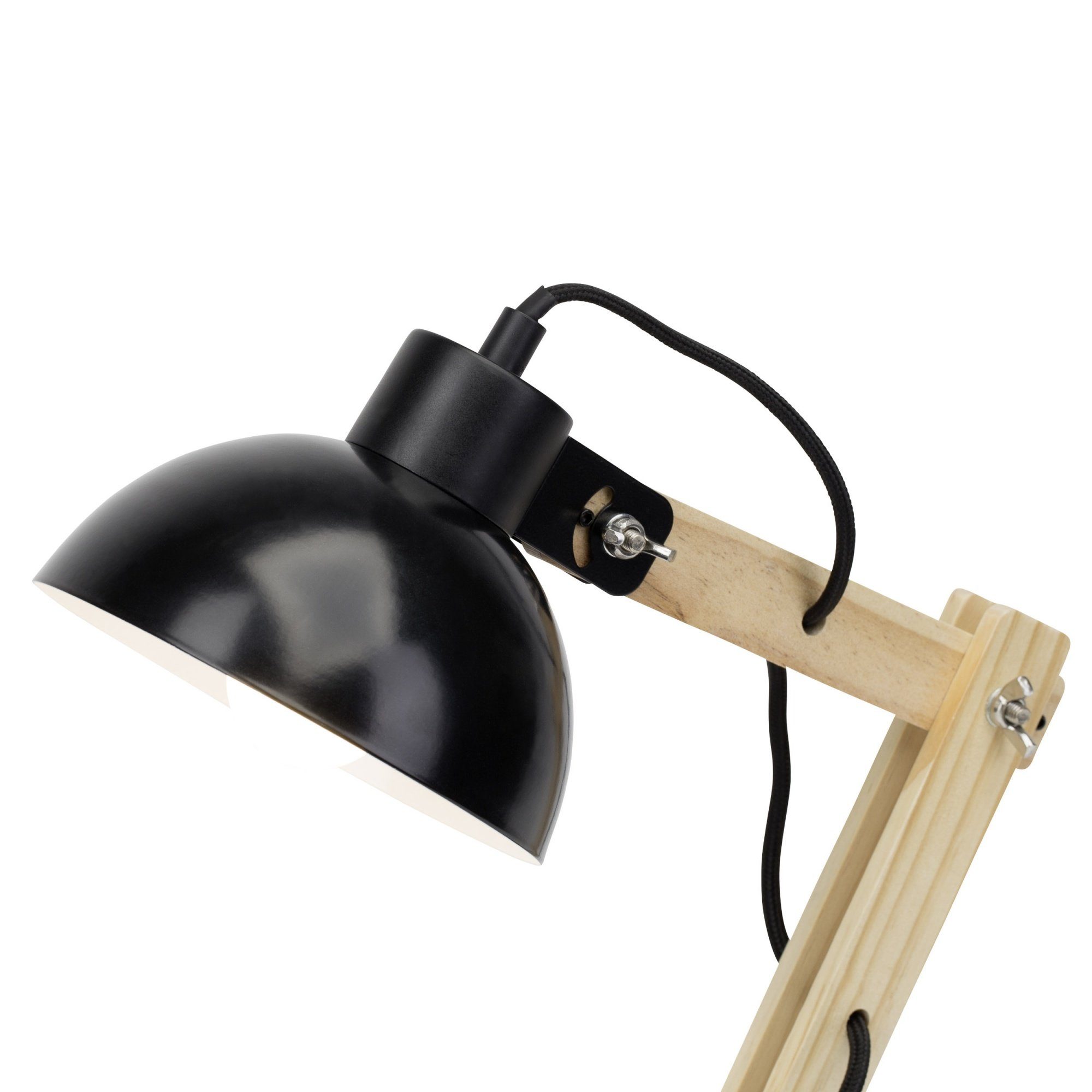 Schreibtischlampe, Tischleuchte, ohne Metall flexibel 42 Leuchtmittel, cm Lightbox Holz einstellbar, / Höhe,