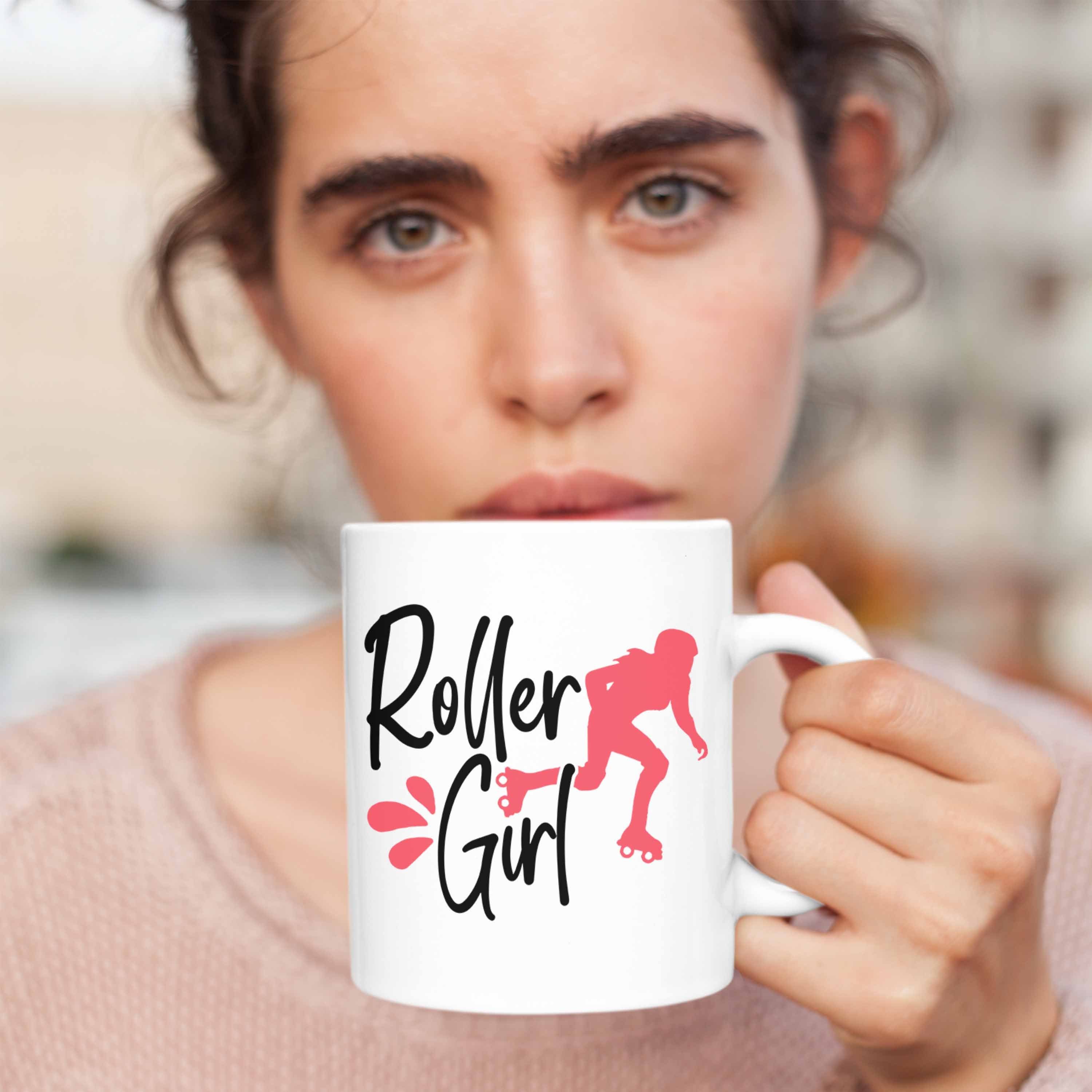 Roller Geschenk Girl" Weiss "Roller Lustige Trendation Tasse Nostal Rollschuh Girls Tasse für