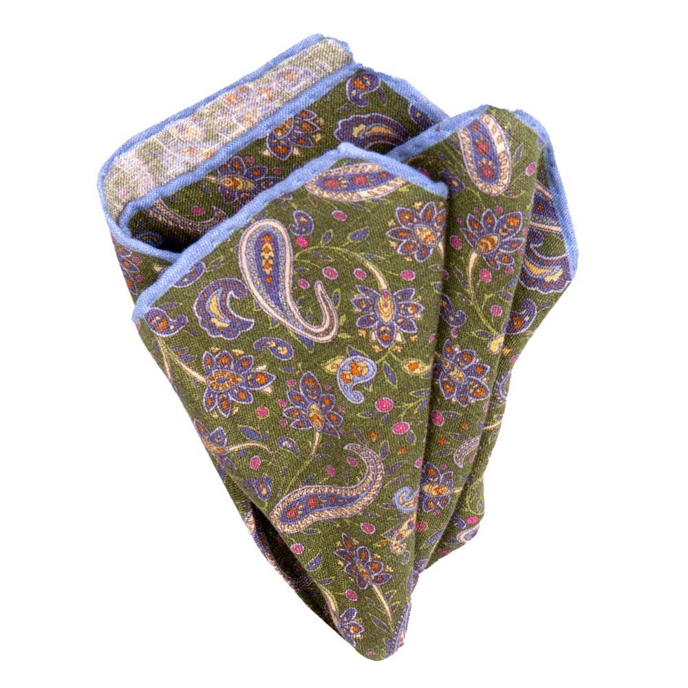 BGENTS Einstecktuch Handrolliertes Leineneinstecktuch mit Paisley-Muster, Farbintensiver Druck