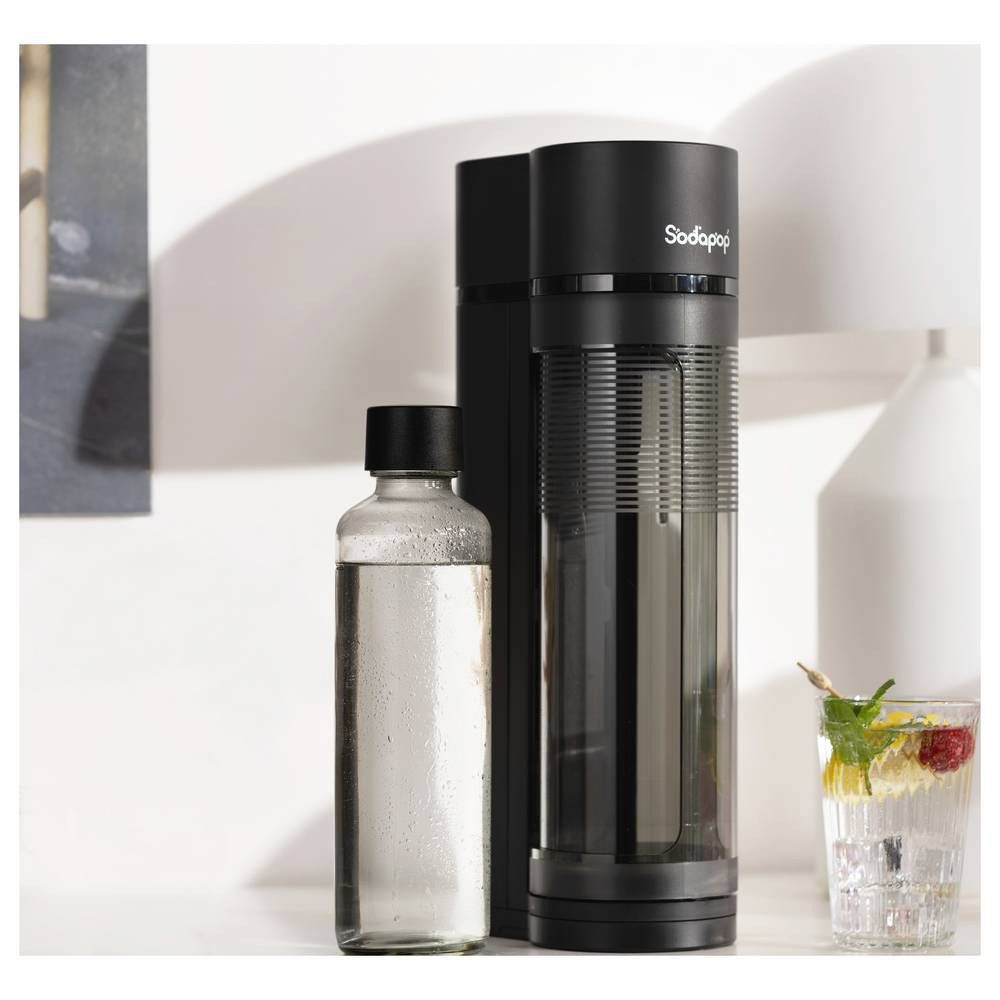 Sodapop Wassersprudler Logan matt schwarz inkl. 3 Flaschen OHNE CO² Zylinder