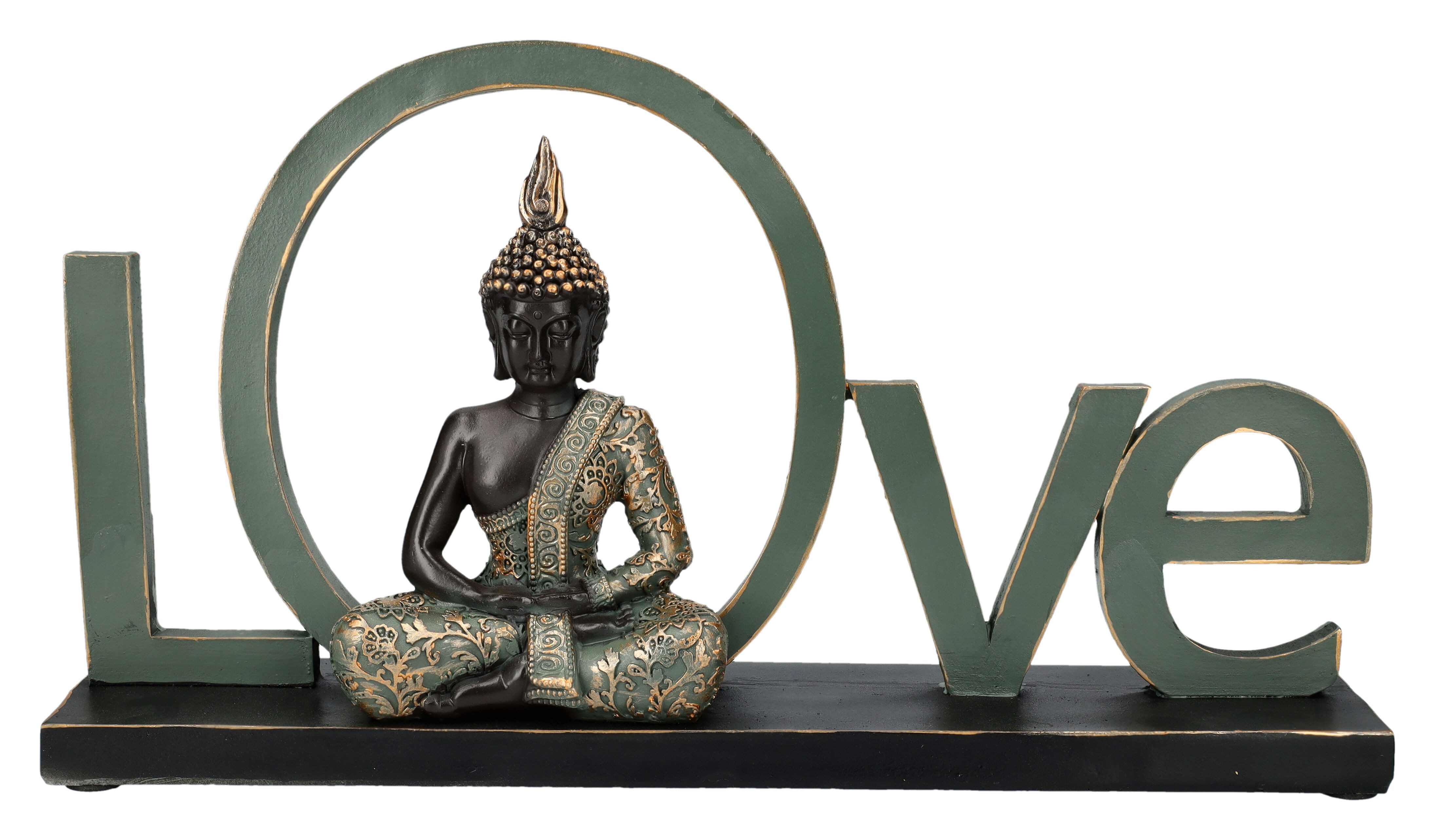 Figuren Shop GmbH Dekofigur Buddha Dekofigur - Love Schriftzug - Mythologie magische Dekoration