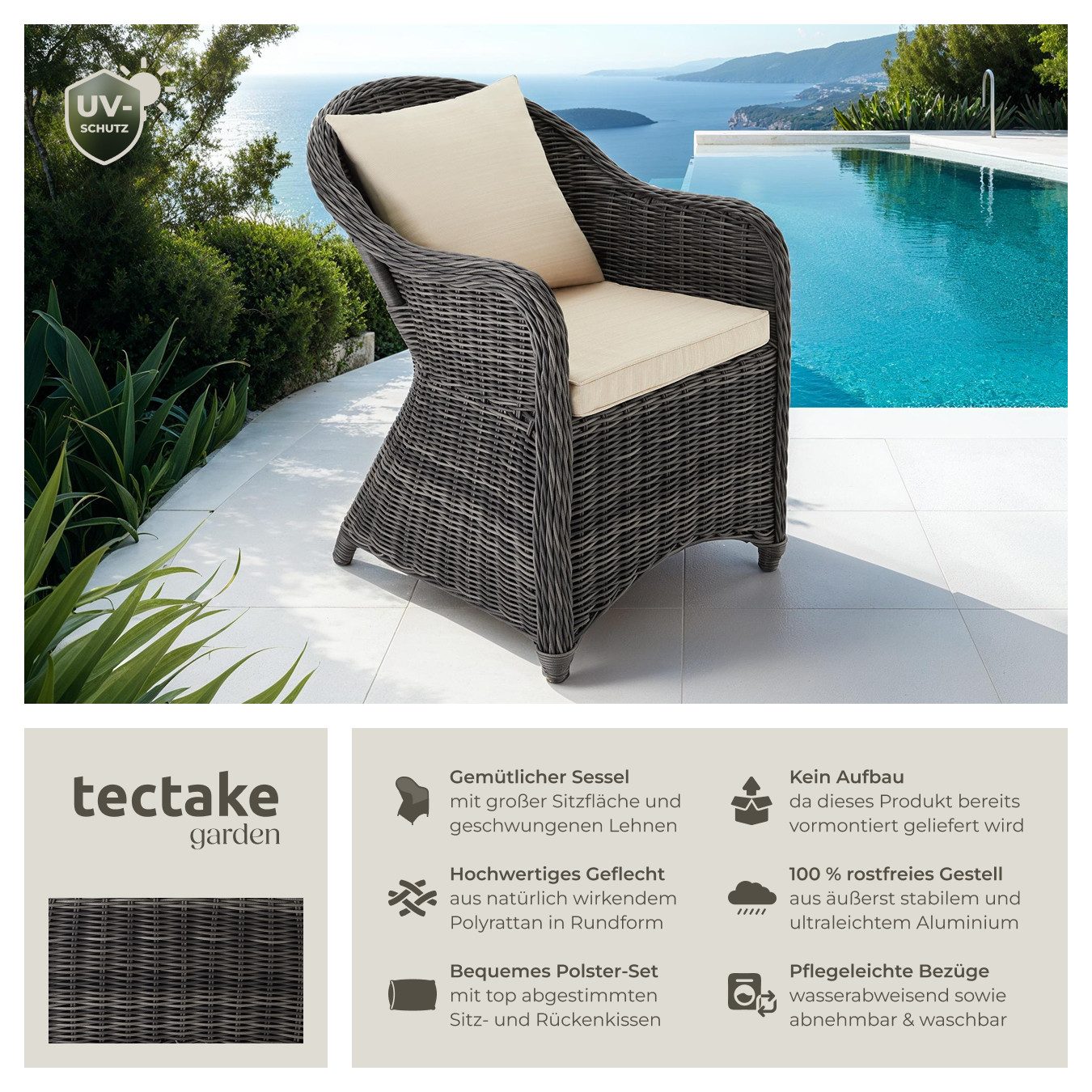 tectake Rattanstuhl Rattansessel (Set, 1 St), günstig online kaufen