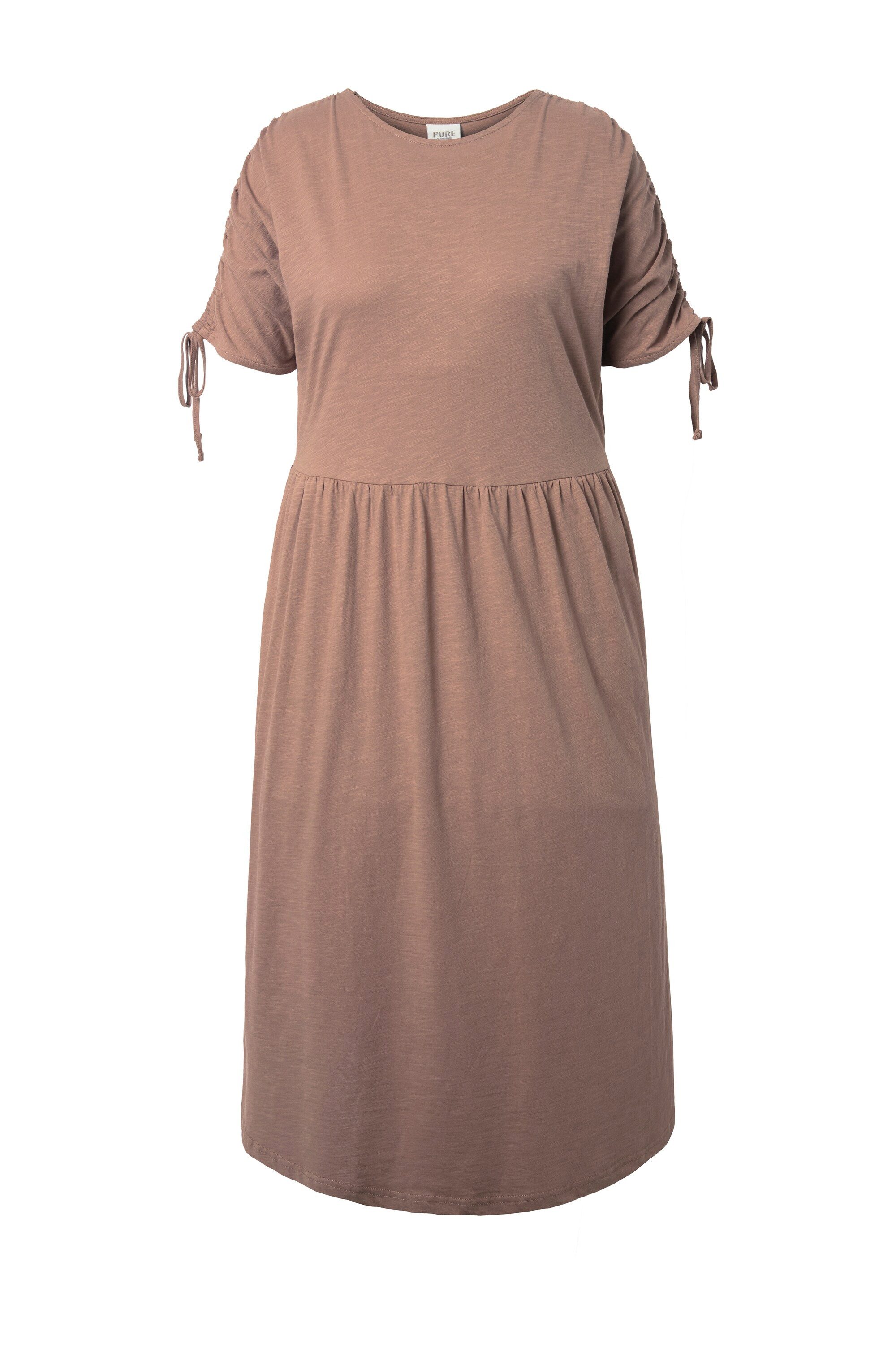 Midikleid Midikleid Raffband Rundhals ärmellos Biobaumwolle