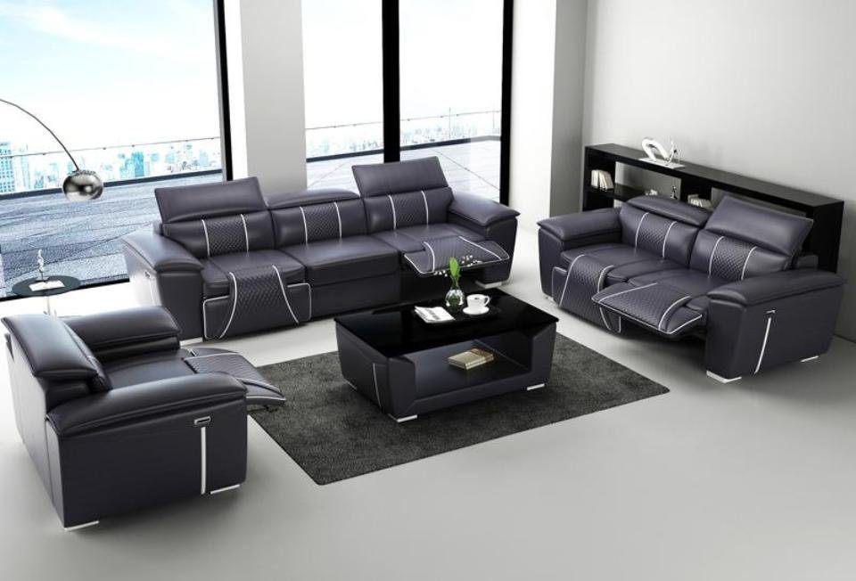 JVmoebel Sofa Stillvolle schwarze Sofagarnitur 31 Sitzer Polstermöbel Neu, Made in Europe