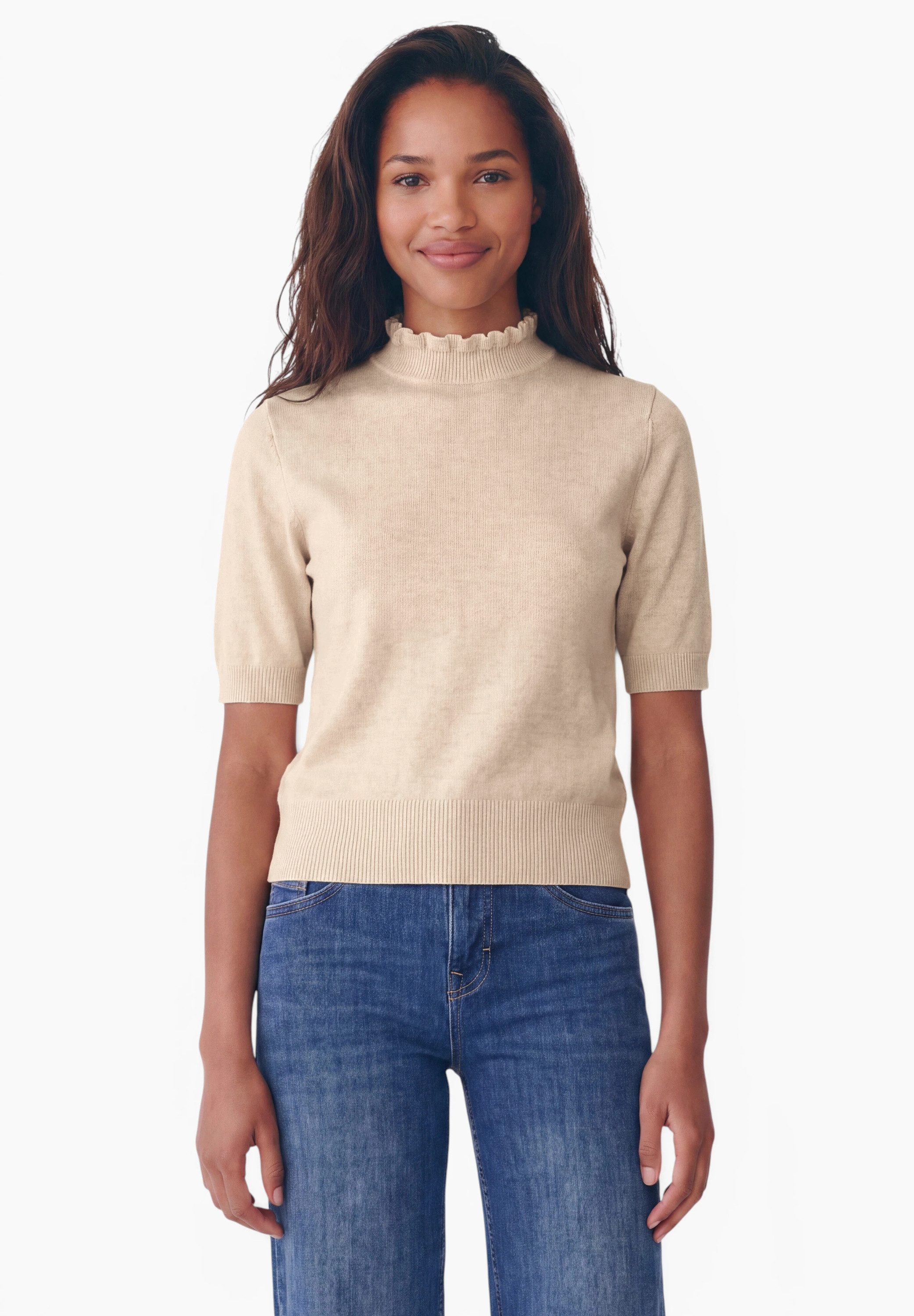 STREET ONE STUDIO Kurzarmpullover im soften Baumwoll-Mix