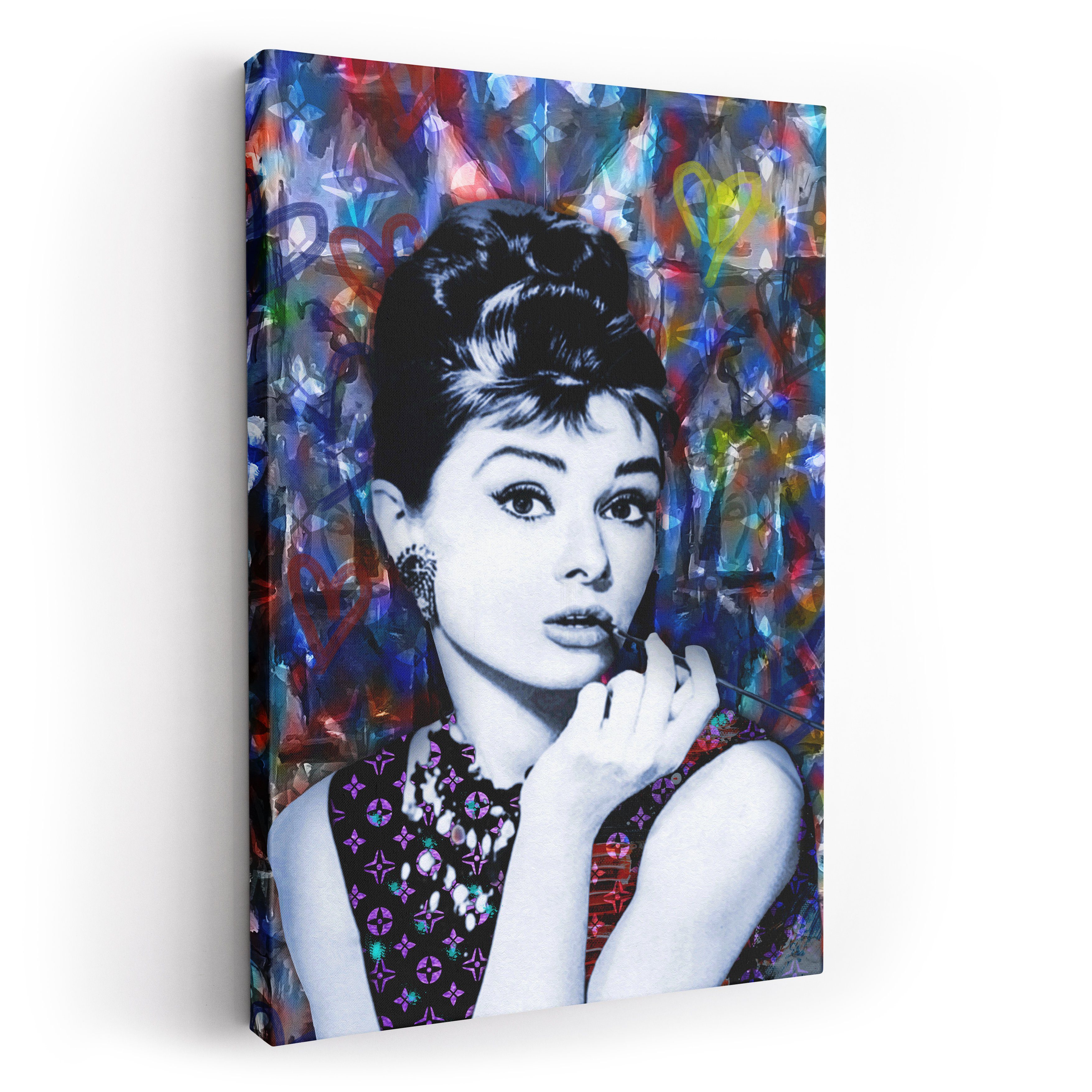 HEPBURN, AUDREY Wandbilder Bild, Poster in Wall ArtMind & XXL-Wandbild Größen, gerahmte Leinwand als Canvas verschiedenen Art, Premium