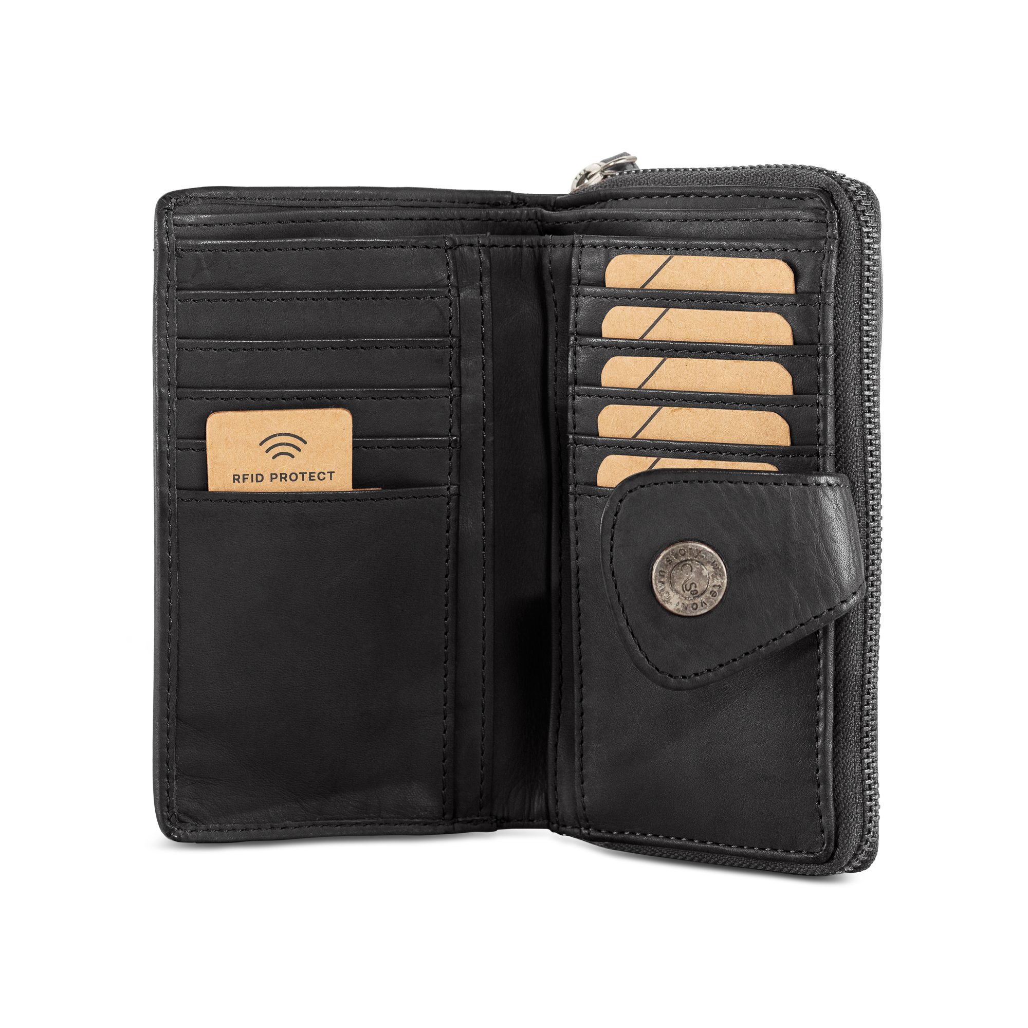 Cas8 Geldbörse Damen - Leder Portemonnaie, RFID Schutz, Portmonee für den Alltag