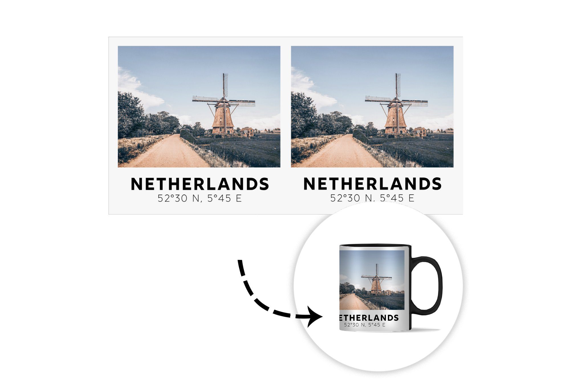 - Niederlande Sommer, MuchoWow Vintage Windmühle Kaffeetassen, Keramik, - - Geschenk Zaubertasse, Teetasse, Farbwechsel, Tasse