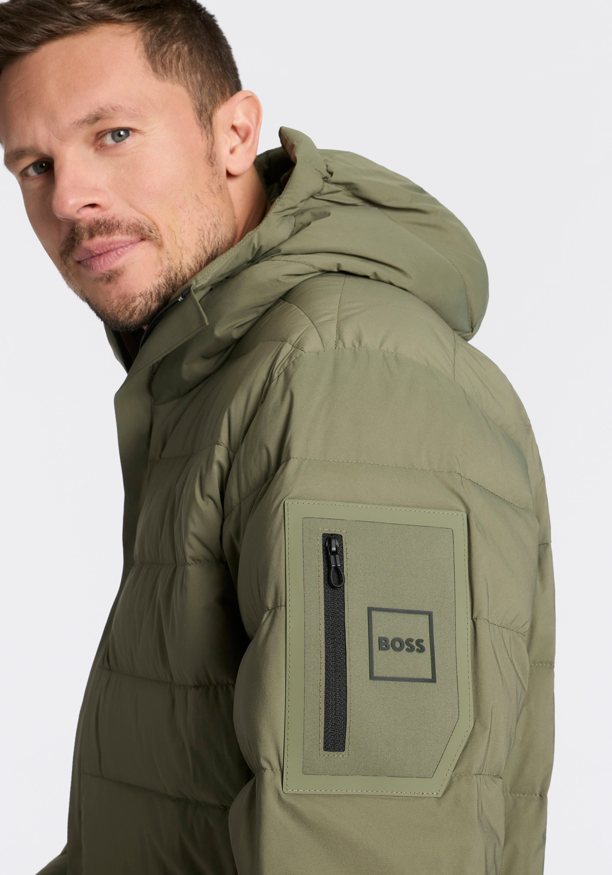 BOSS GREEN Steppjacke OW Riplite JT HD abenehmbare Kapuze wasserabweisend regular fit, 4-Wege Stretch