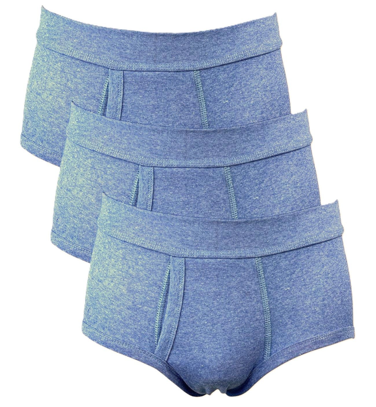 Toker Collection® Slip Herrenslip mit Eingriff klassischer Schnitt blau oder grau meliert (Packung, 3er Pack) weich und anschmiegsam