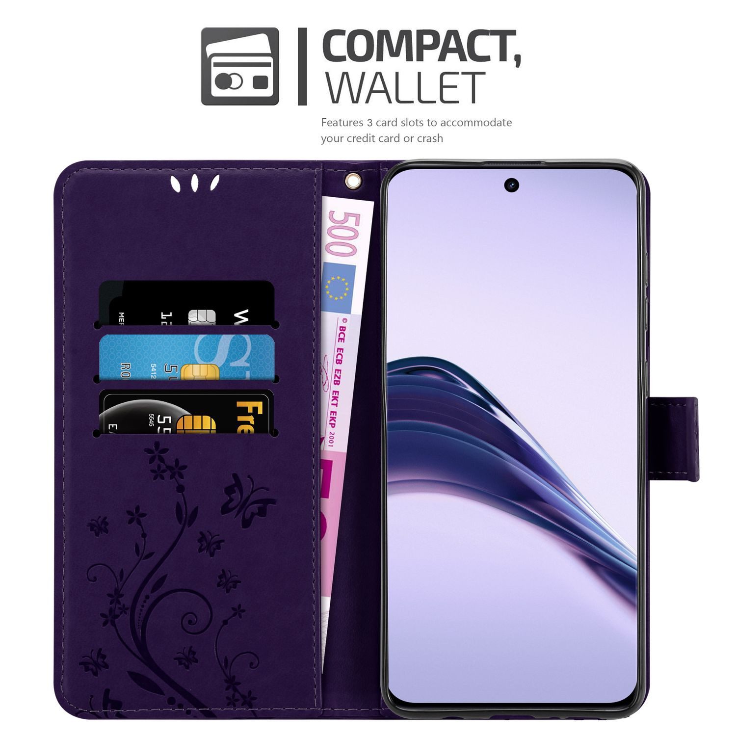 Cadorabo Handyhülle für Realme 13 Pro 5G Hülle Realme 13 Pro 5G, Hülle Schutzhülle Blumen Flower mit Standfunktion Kartenfach Magnet