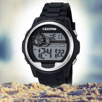 CALYPSO WATCHES Digitaluhr Calypso Herren Uhr K5667/1 Kunststoffband, Herren Armbanduhr rund, PURarmband schwarz, Sport