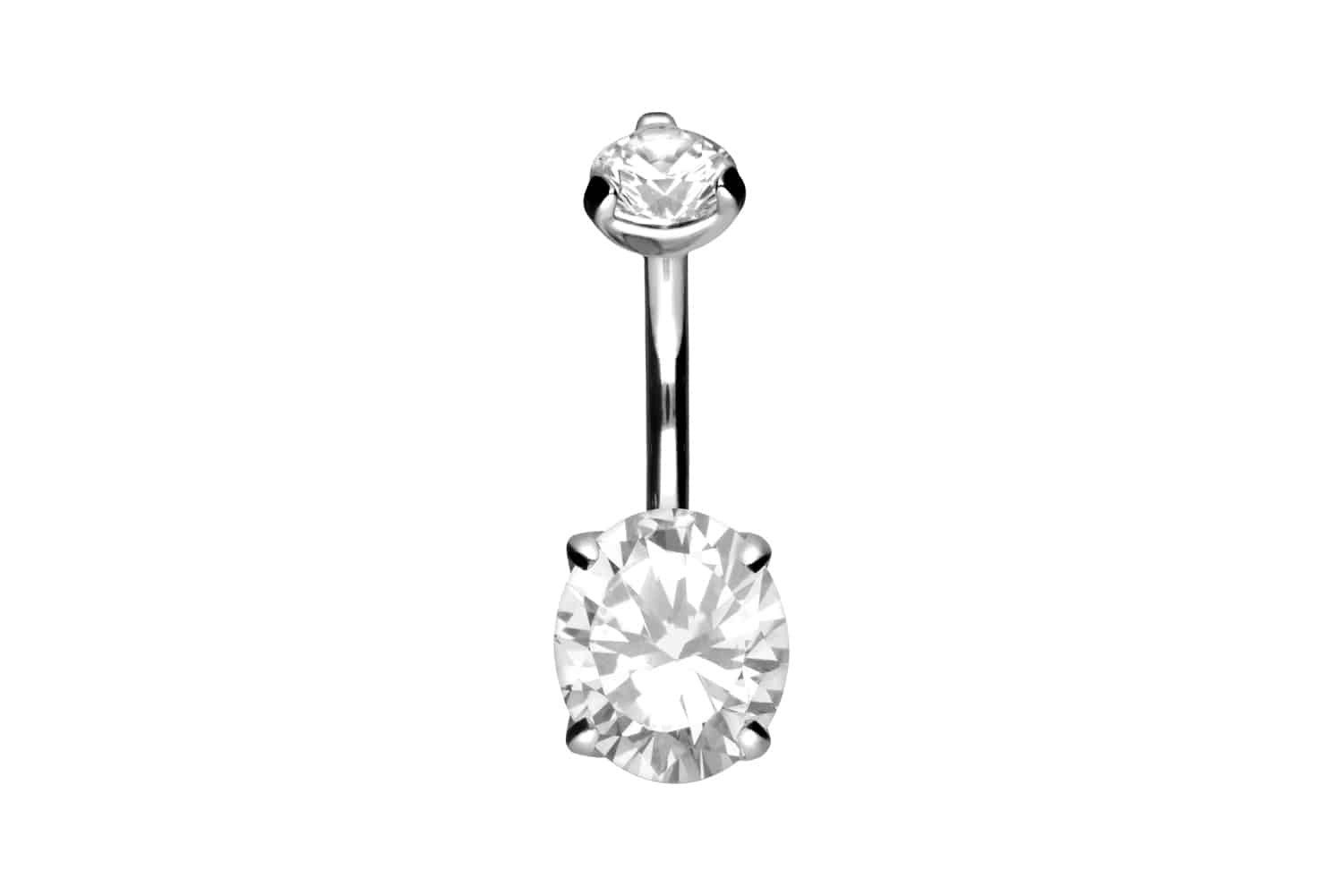 Bauchnabelpiercing Titan Bananabell mit Innengewinde OVALER KRISTALL