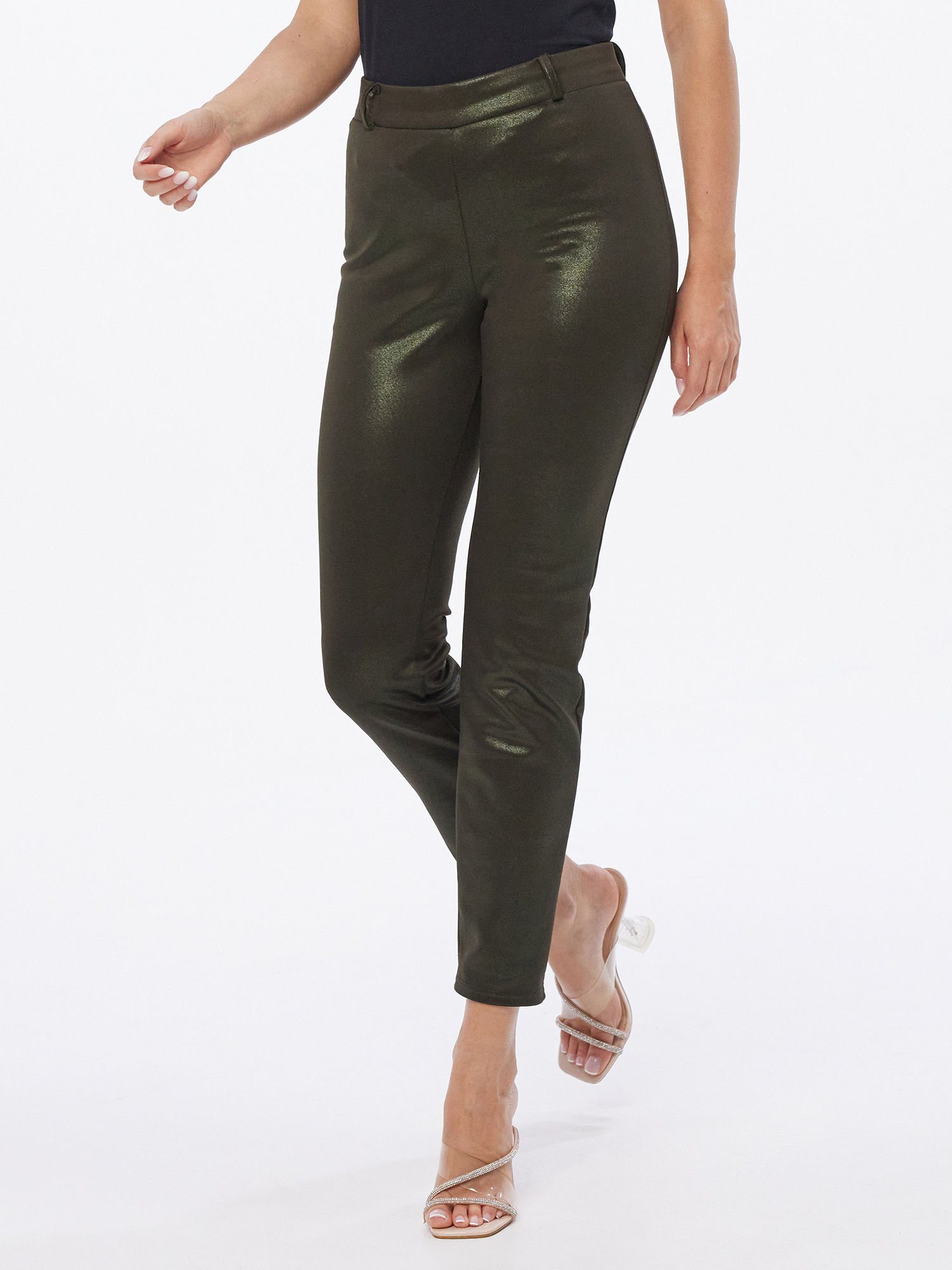 MONACO blue Lederimitathose Leggings koerpernah in Lurexoptik