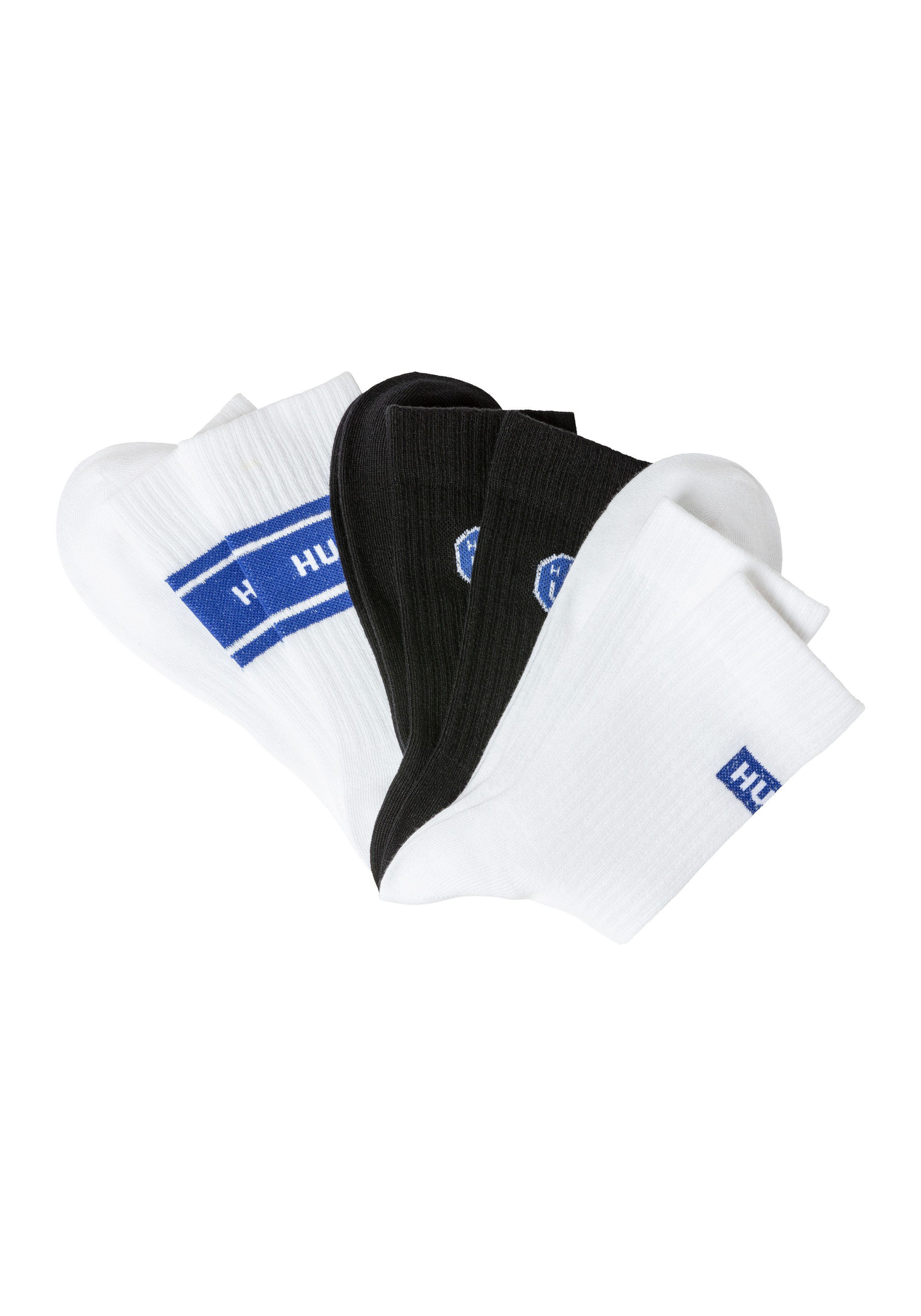 HUGO Socken 3P QS BLUE DESIGN (Packung, 3-Paar) mit Branding UNISEX Sportsocken