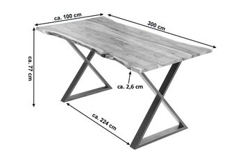 SAM® Essgruppe Maxim_Alina, 9tlg. massives Akazienholz, 3 Meter, Metallgestell und 8 Stühlen