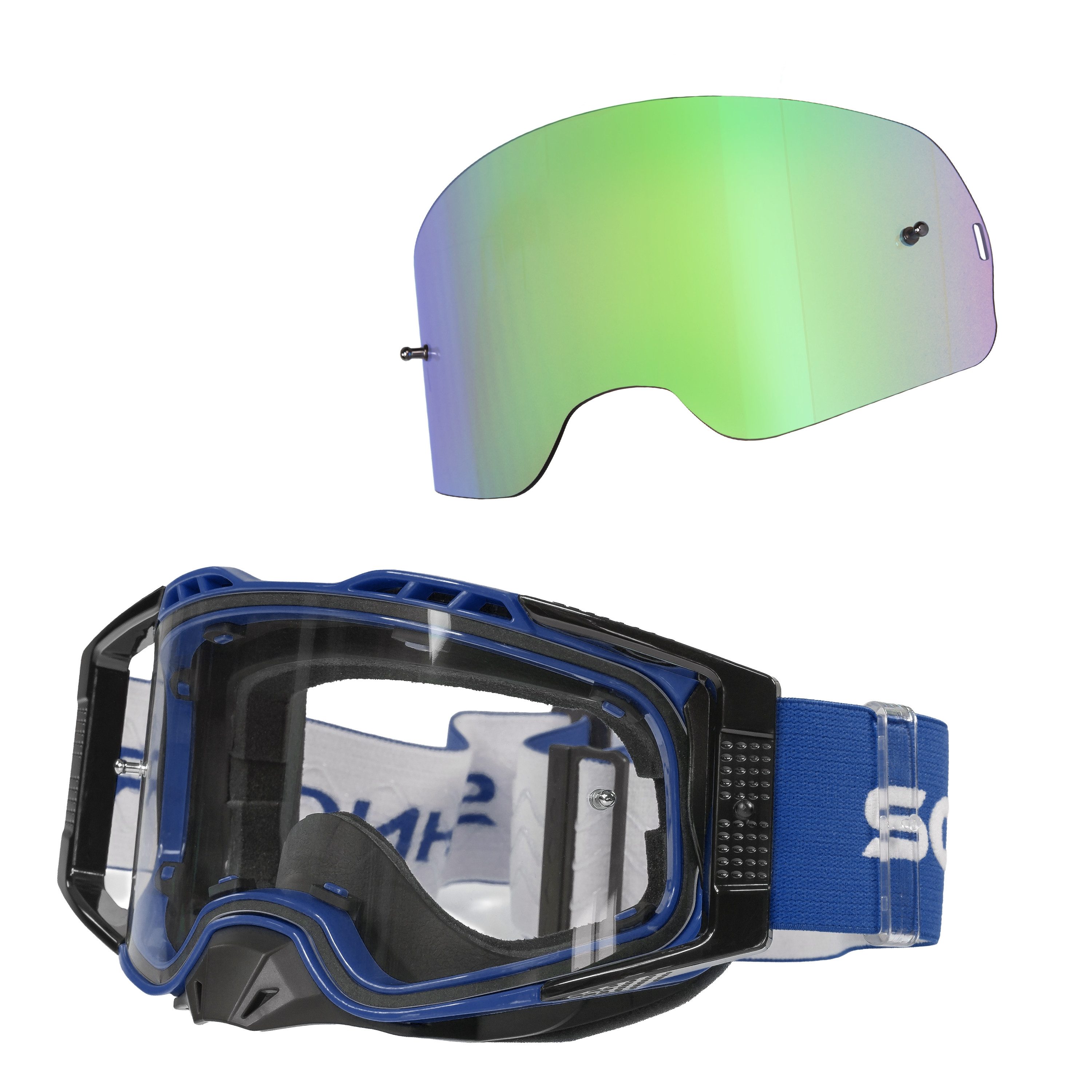 Sportbrille MX Pro Motocross Brille Anti-Fog Tear-Off Roll-Off Wechselglass Grün