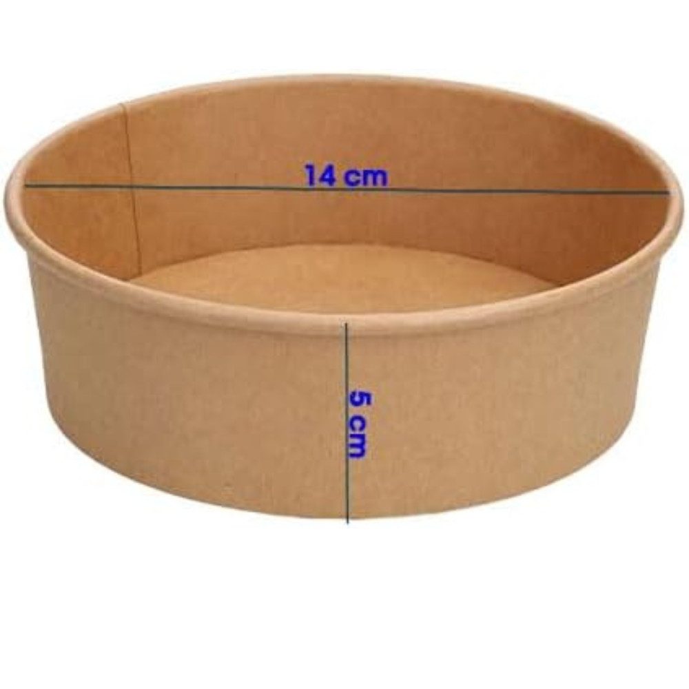 Lauroo Einwegschale Salatschalen mit Deckel Kraftpapier Schalen - 500 ml - 50 Stück, (50-tlg)