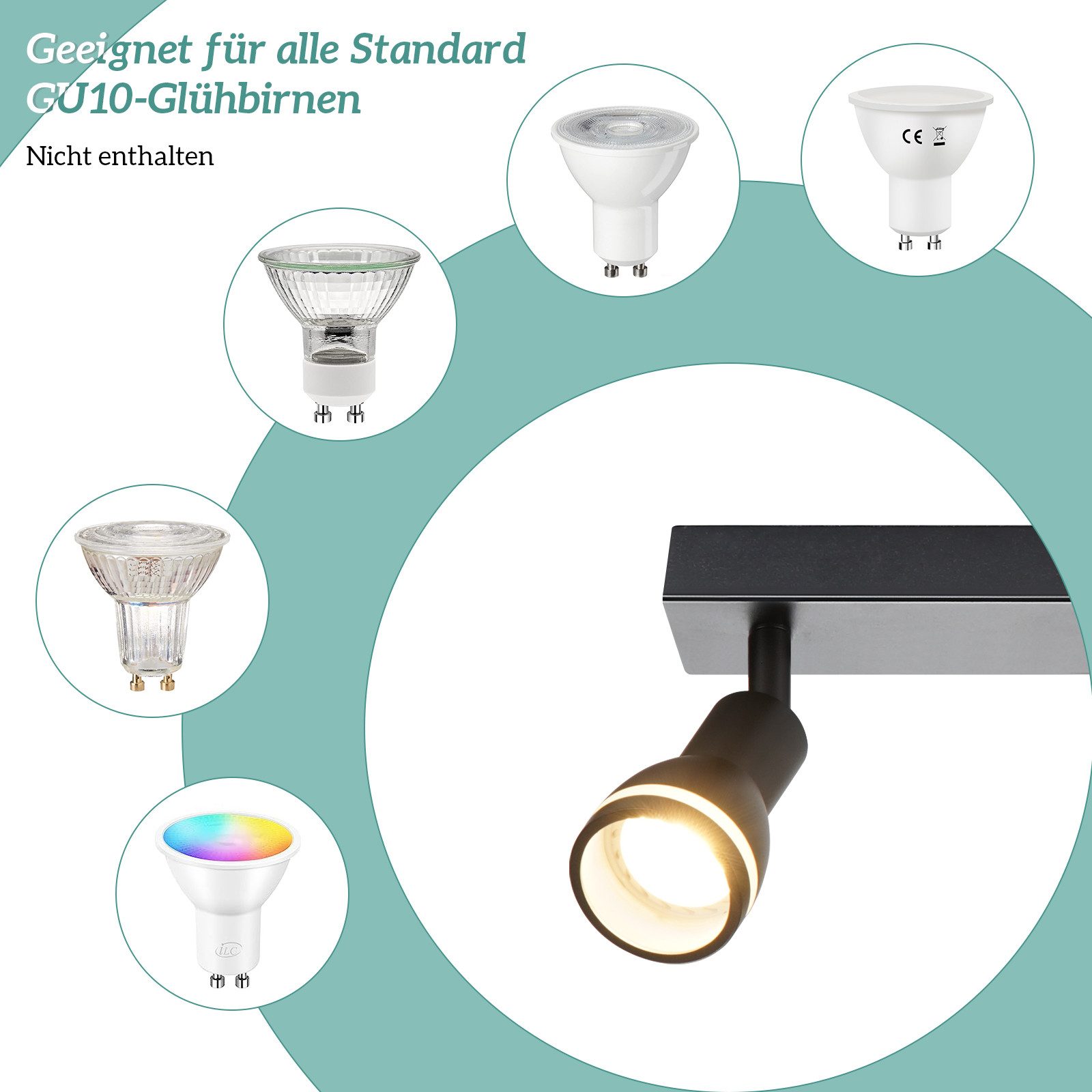 Nettlife Deckenstrahler 2/3/4/5/6 Flammig Schwarz DeckenSpots günstig online kaufen