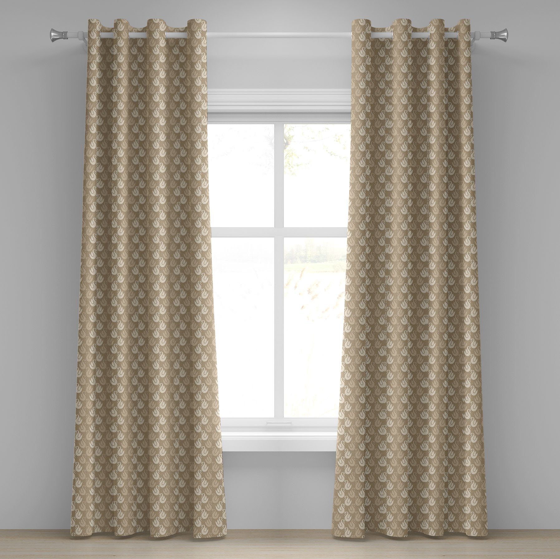 Gardine Dekorative 2-Panel-Fenstervorhänge für Schlafzimmer Wohnzimmer, Abakuhaus, Schwan Abstrakt Kurvige Silhouetten
