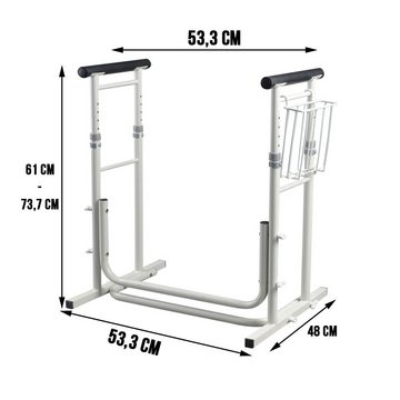 Duke-Handel WC-Aufstehhilfe Alltagshilfe mit Ablagekorb, belastbar bis 130 kg, höhenverstellbar, einfache Montage, Maße: 53,3 x 48 x 61 - 73,70cm