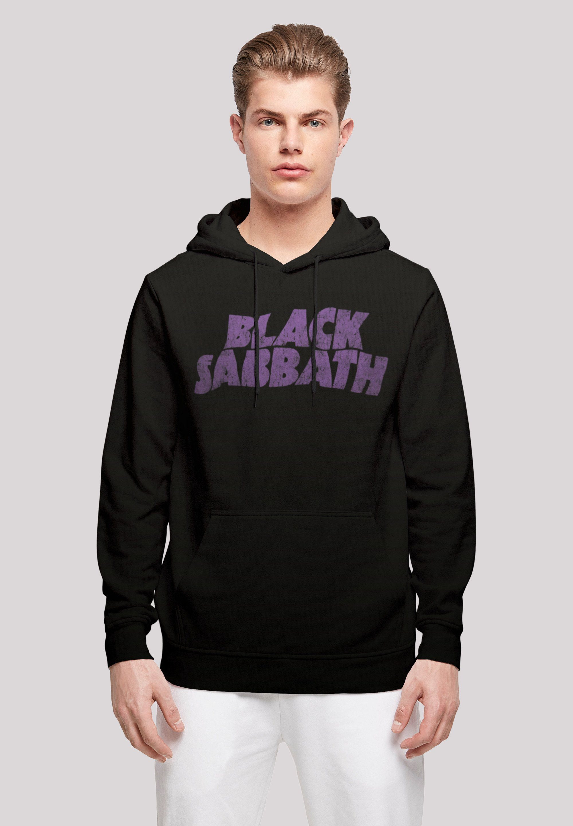 F4NT4STIC Kapuzenpullover Black Sabbath Heavy Metal Band Wavy Logo  Distressed Black Print, Verstellbare Kapuze und geräumige Kängurutasche