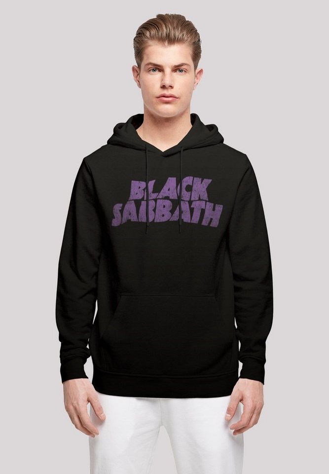 F4NT4STIC Kapuzenpullover Black Sabbath Heavy Metal Band Wavy Logo  Distressed Black Print, Verstellbare Kapuze und geräumige Kängurutasche
