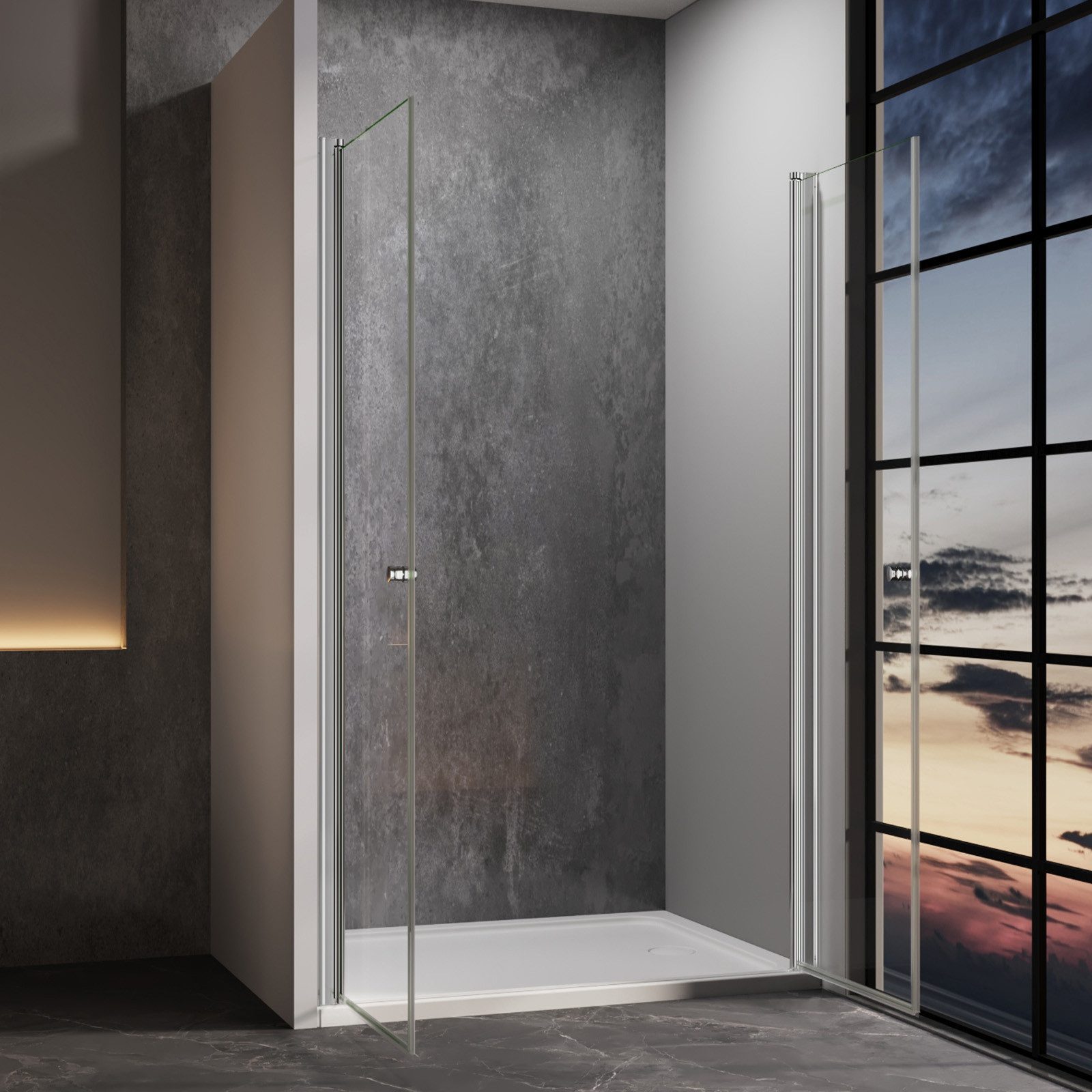 IMPTS Dusch-Drehtür Dusche Nische Duschtür Nischendusche, 70x185 cm, Sicherheitsglas, (Set, mit hochwertigen Aluminiumprofilen in Chrome) – Bild 4 von 5