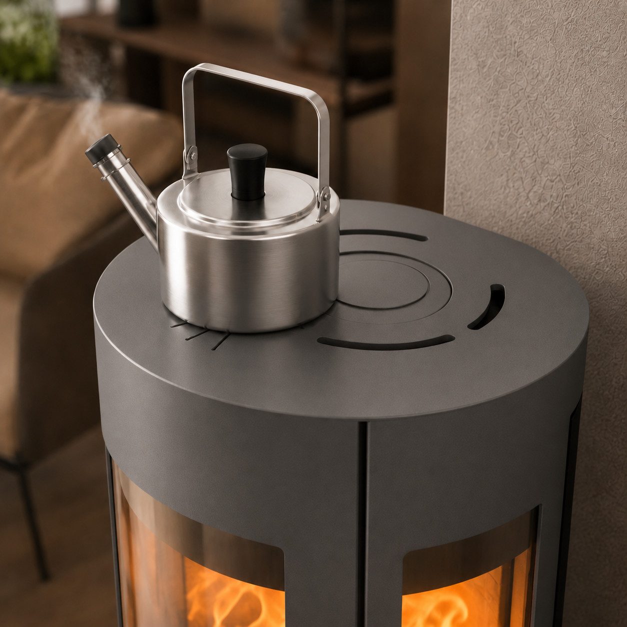 Haas + Sohn Kaminofen VITUS.l MOONLIGHT, Exklusiv, Lieferung bis ins Wohnzimmer, 6,4 kW, Zeitbrand, NEU in der Farbe Moonlight grau – Bild 4 von 4